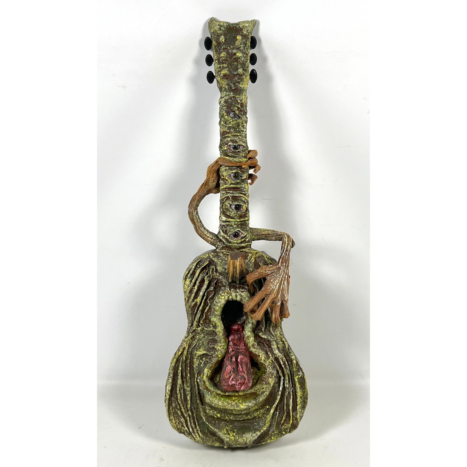 Gary A. Rothera Fantasy Sculpture of Grotesque Guitar Musical Instrument. Real glass eyes. (1 of 12)