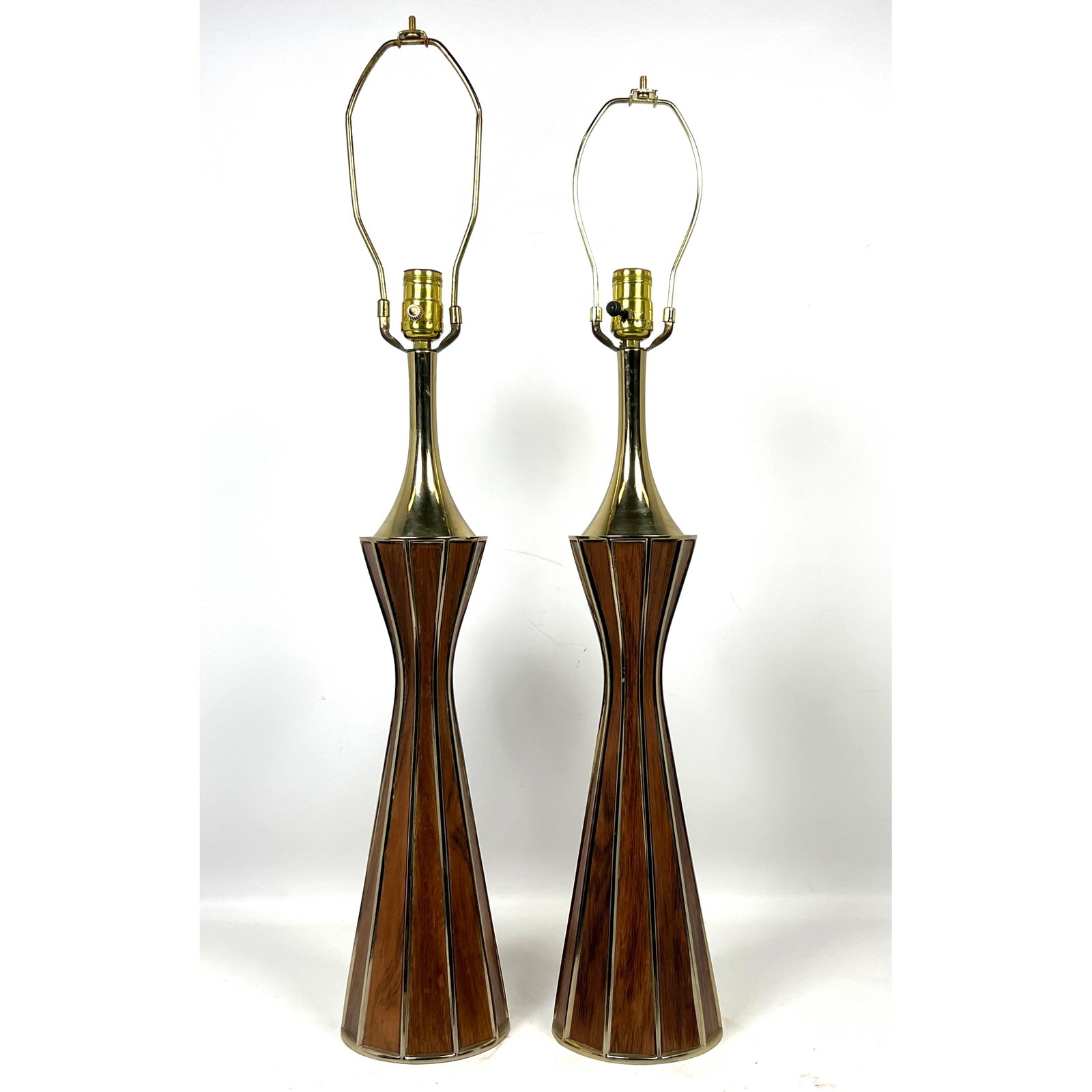 Pair Mid Century Modern Corseted Table Lamps. Attributed to Laurel. Tony Paul Style. (1 of 9)