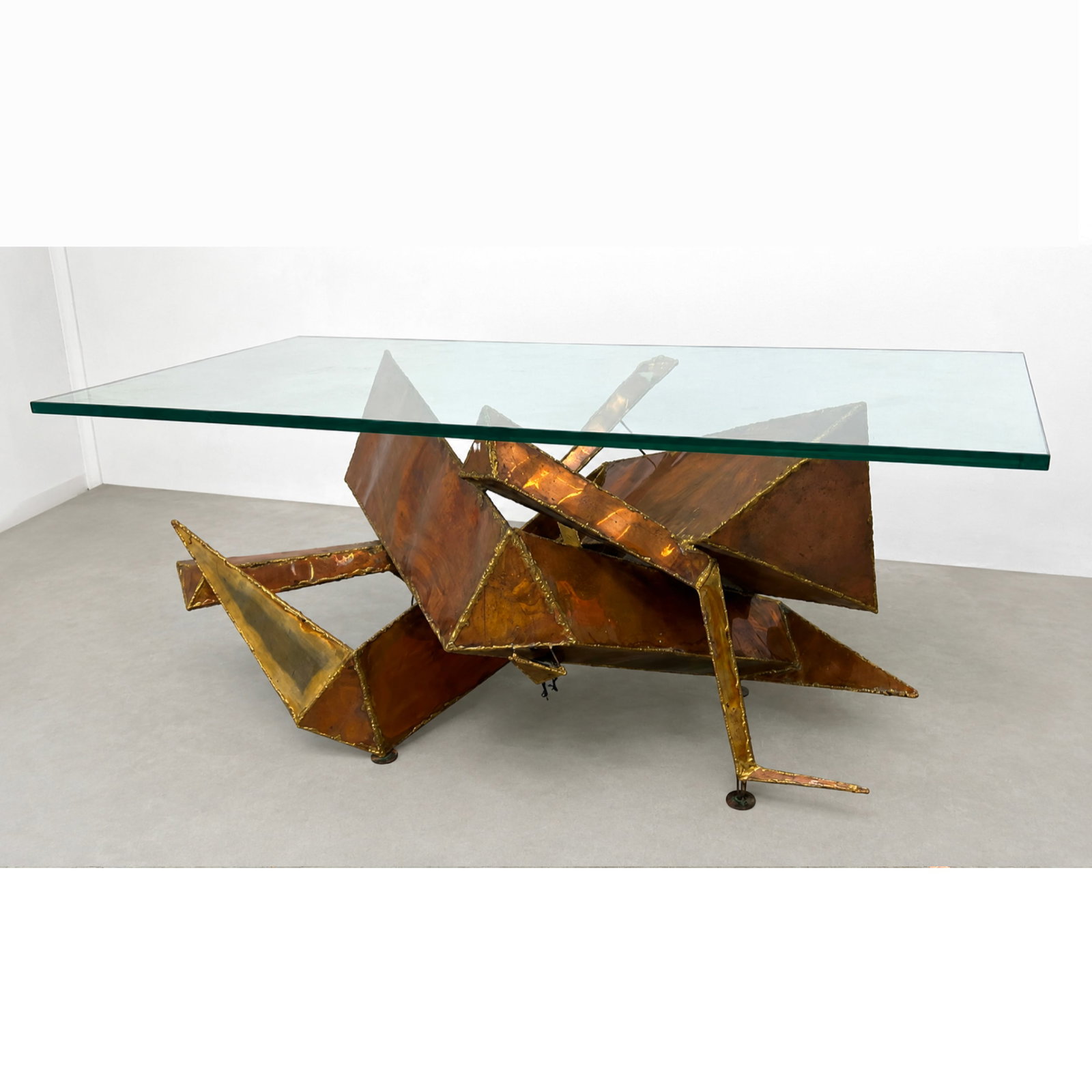 Designer Artisan Harold Monk 77 Abstract Modern Coffee Table. Mixed Metal and Glass. (1 of 13)