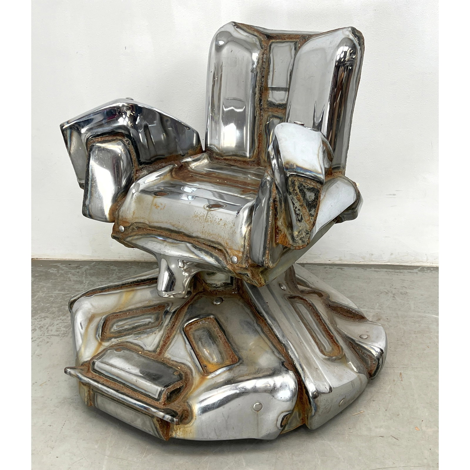 JASON SELEY Welded Auto Bumper Lounge Chair. on Casters. Industrial Sculpture. Functions as Chair; P (1 of 7)
