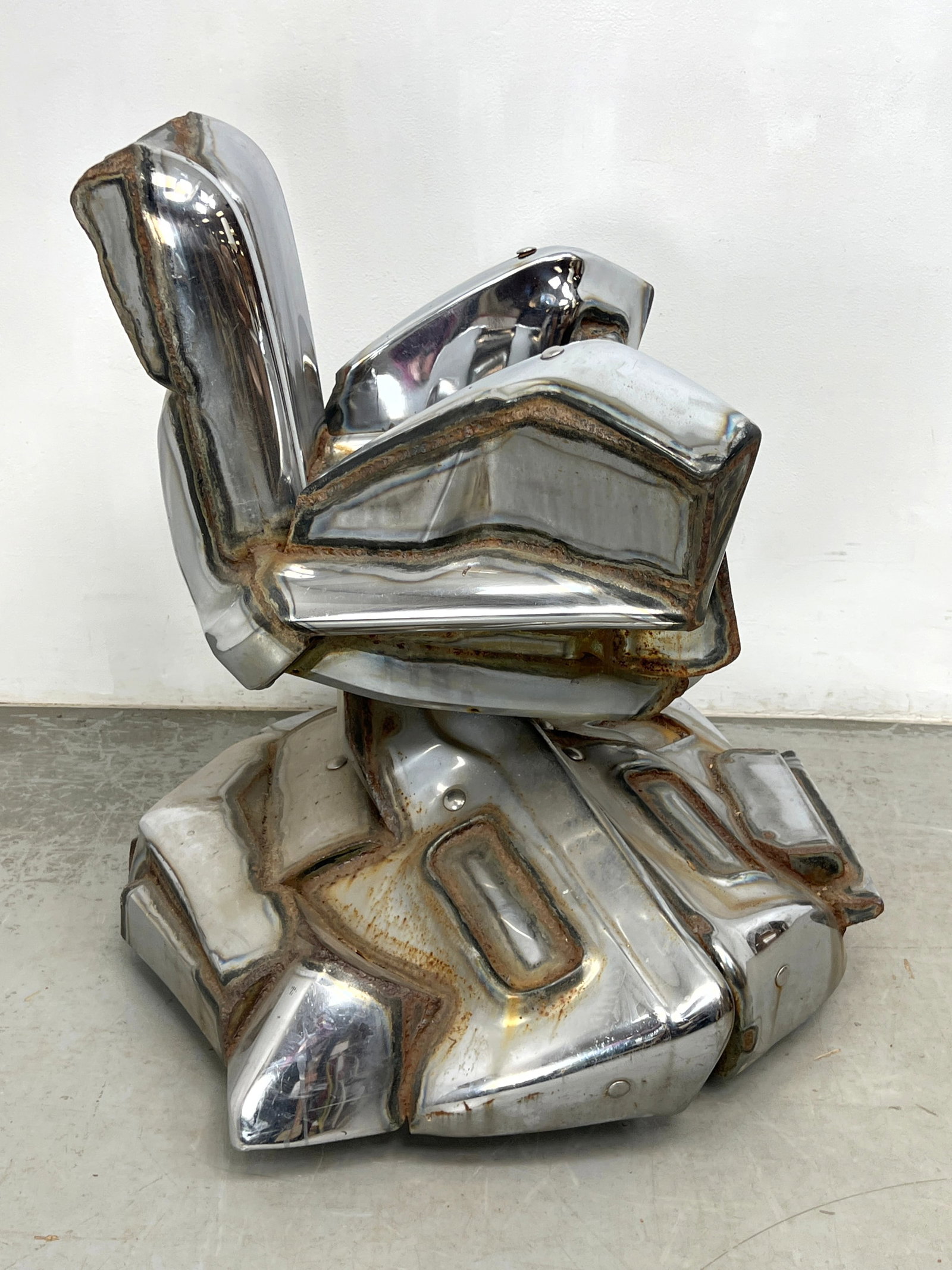 JASON SELEY Welded Auto Bumper Lounge Chair. on Casters. Industrial Sculpture. Functions as Chair; P - 2