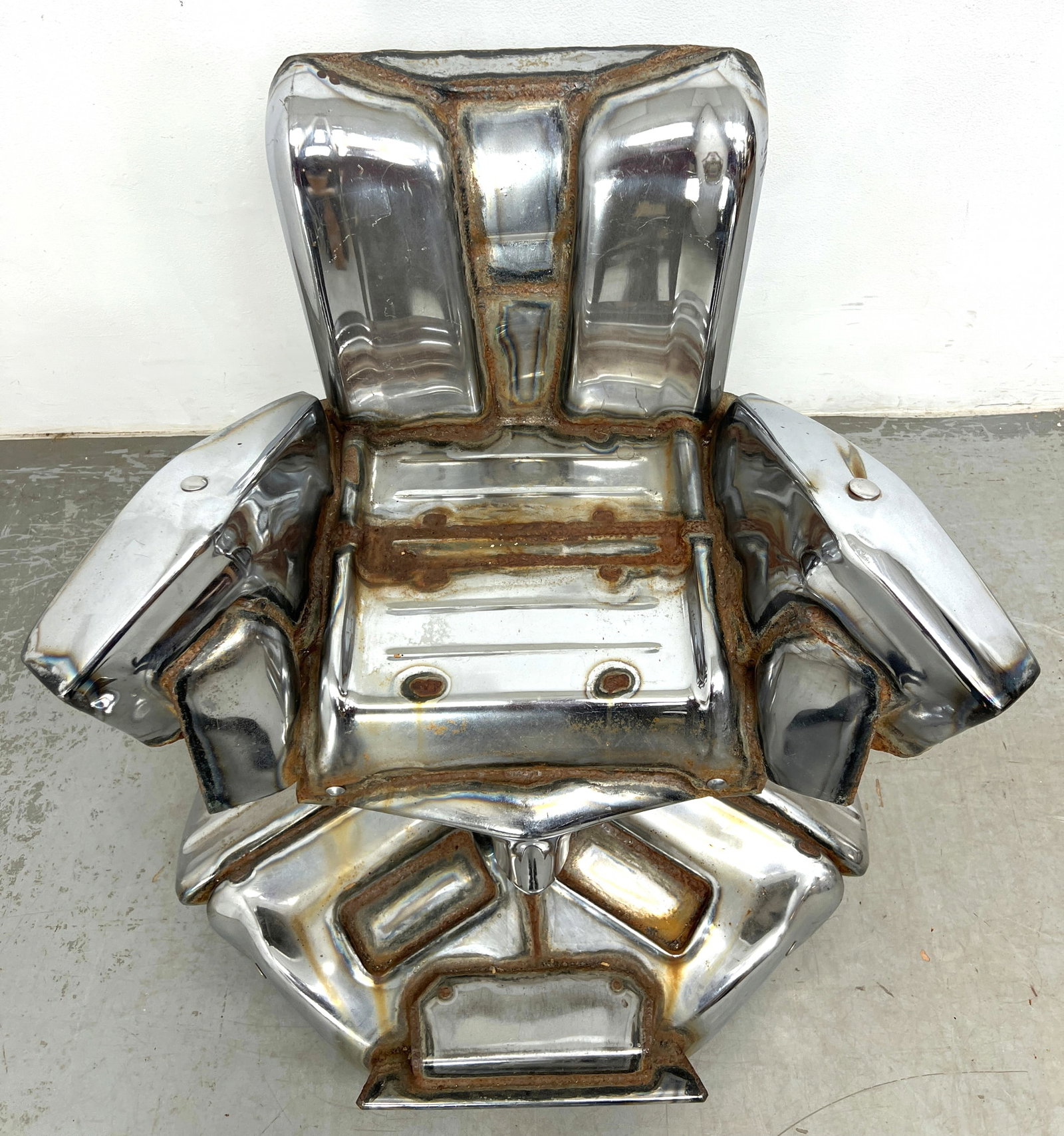 JASON SELEY Welded Auto Bumper Lounge Chair. on Casters. Industrial Sculpture. Functions as Chair; P - 4