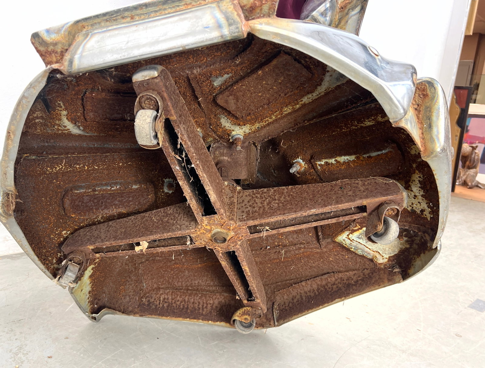 JASON SELEY Welded Auto Bumper Lounge Chair. on Casters. Industrial Sculpture. Functions as Chair; P - 7