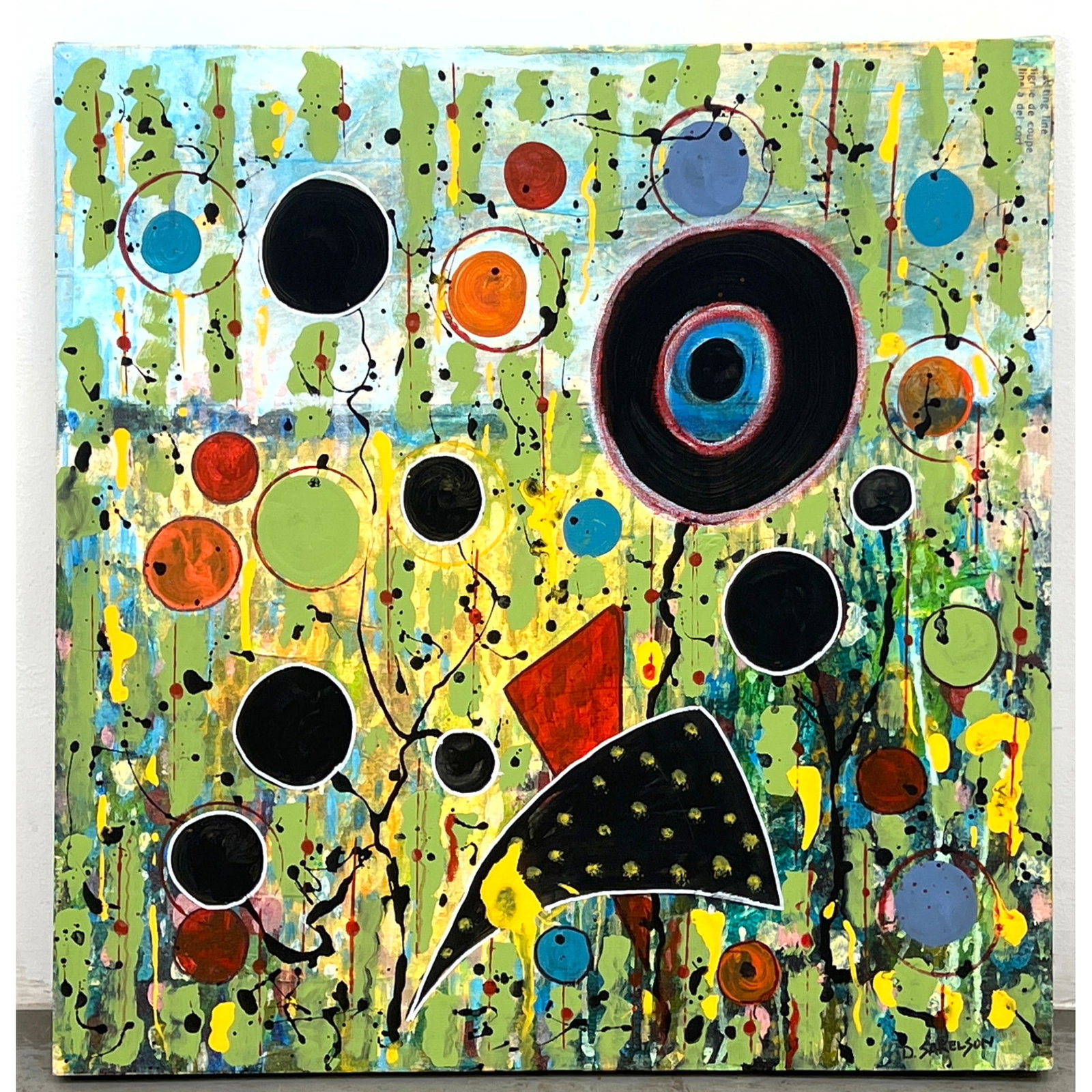 Square Dennis Sakelson Modernist Painting on Canvas. Abstract Modern.: Square Dennis Sakelson Modernist Painting on Canvas. Abstract Modern. Dimensions: Height: 30 inches, Width: 30 inches. ---