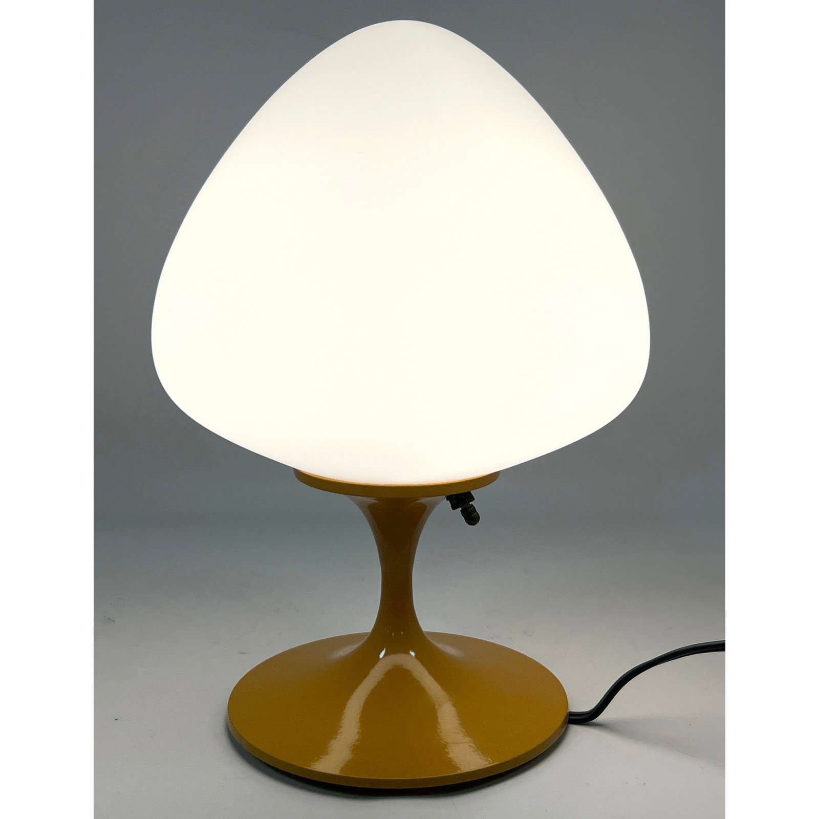 DESIGNLINE Mustard Enameled Base Glass Mushroom Shade Table Lamp. Paper Label. StemLite. Contemporar (1 of 10)