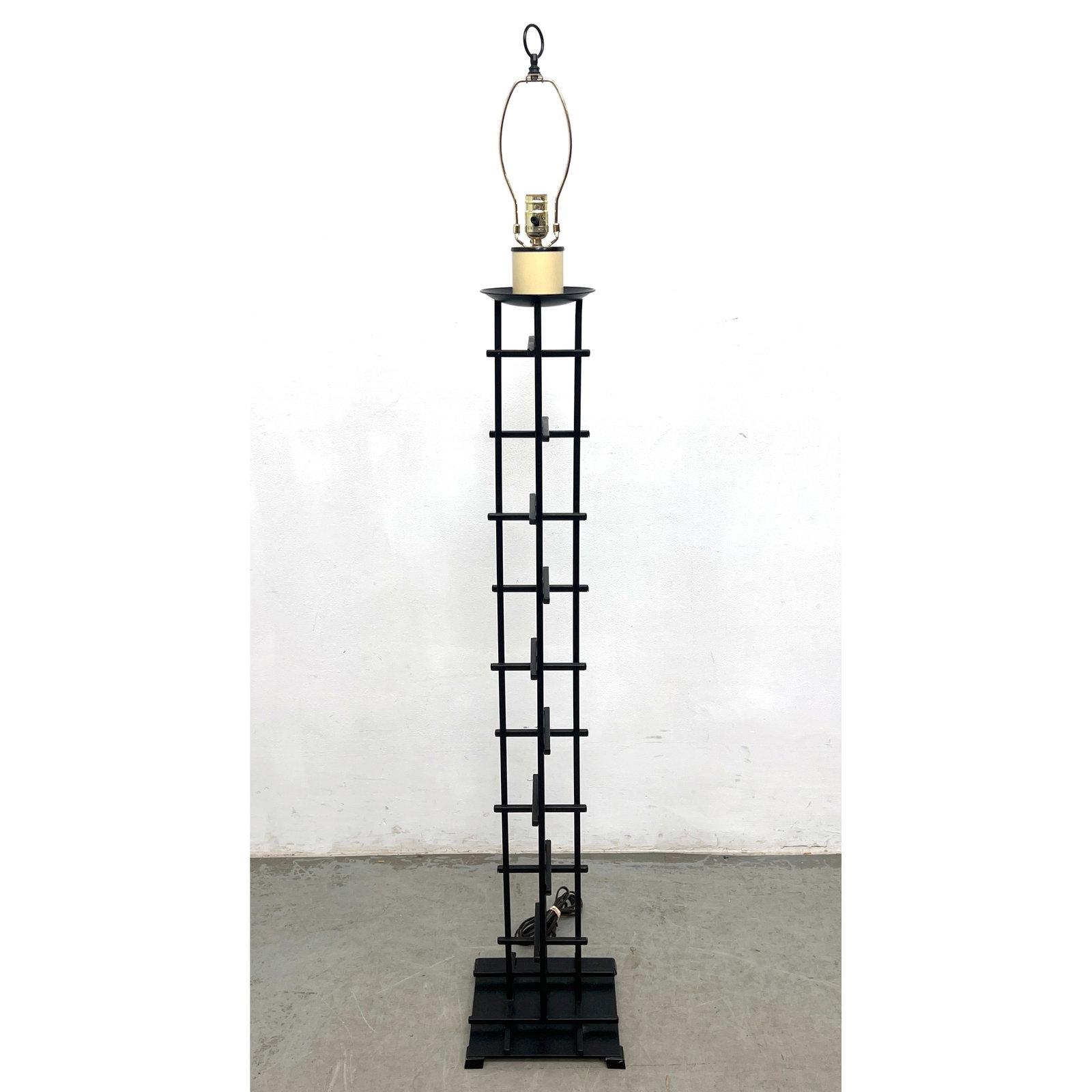 Contemporary Modern Stacked Metal Rod Floor Lamp.: Contemporary Modern Stacked Metal Rod Floor Lamp. Dimensions: Height: 63 inches, Width: 10.5 inches, Depth: 10.5 inches. ---