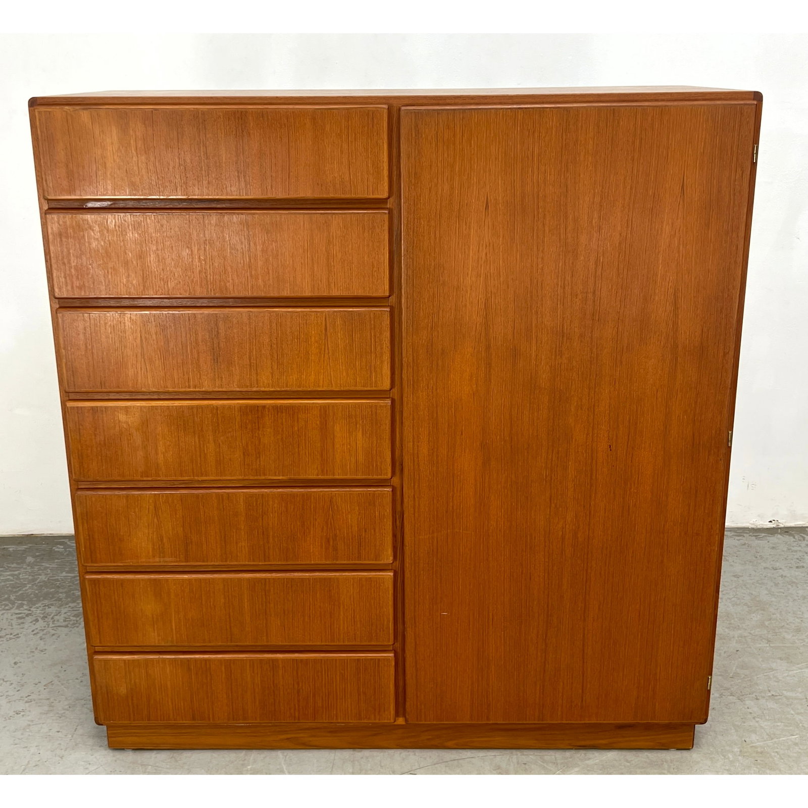 Danish Modern Teak Gentleman's Tall Chest. Interior fitted with 10 drawers. (1 of 11)
