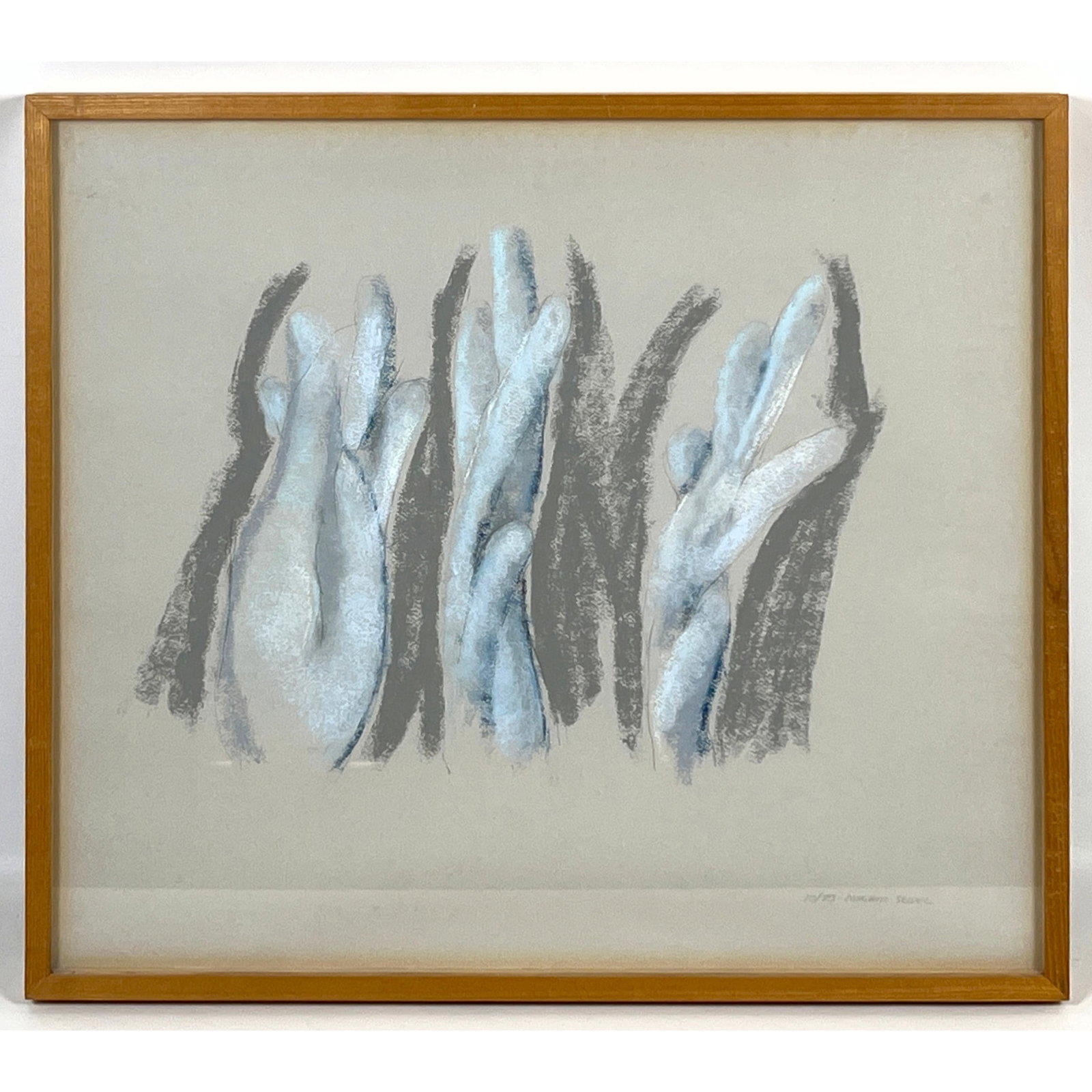 MIRIAM SEIDEL Mixed Media Sketch. Hands Study in Pastel, Chalk. Signed and dated 10/80. (1 of 7)