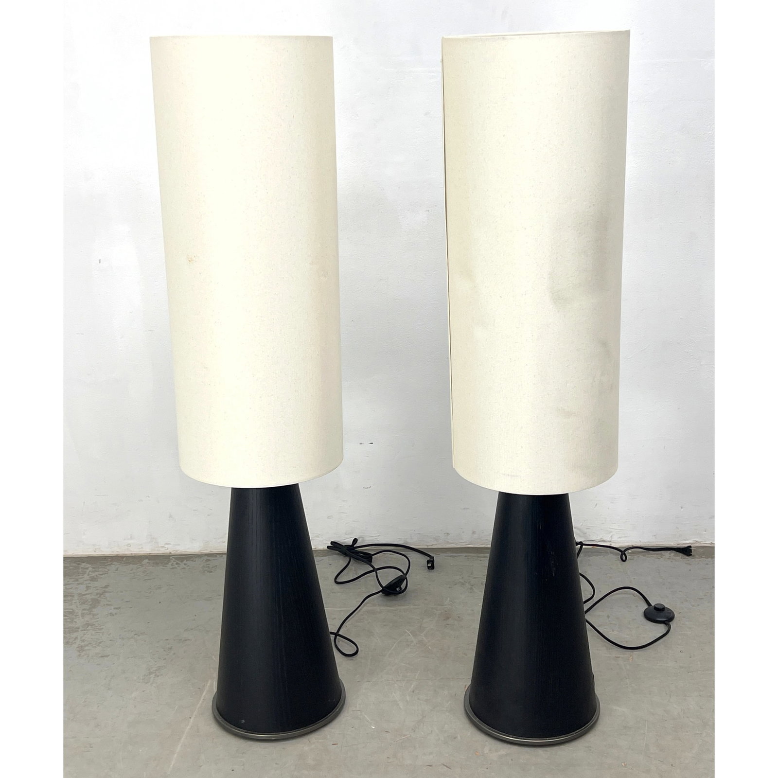 Pair Contemporary Modern Large Table Lamps. Ebonized wood. (1 of 13)