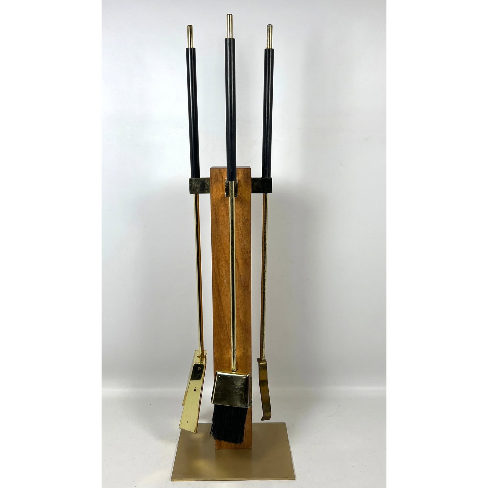 Mid Century modern oak + brass Alessandro Albrizzi fireplace tools (1 of 12)