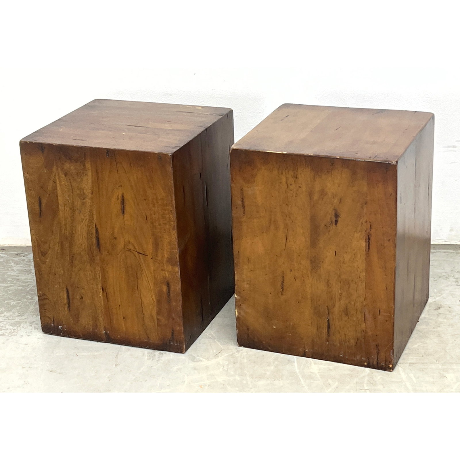 Pair Four Hands Cube Side Table Pedestals.: Pair Four Hands Cube Side Table Pedestals. Dimensions: Height: 18 inches, Width: 14 inches, Depth: 14 inches. ---
