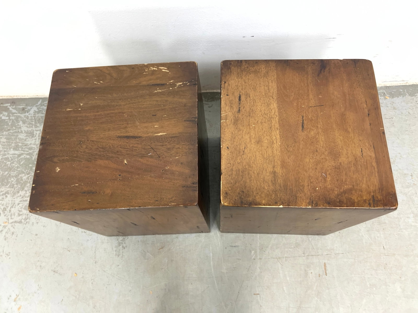 Pair Four Hands Cube Side Table Pedestals. - 2