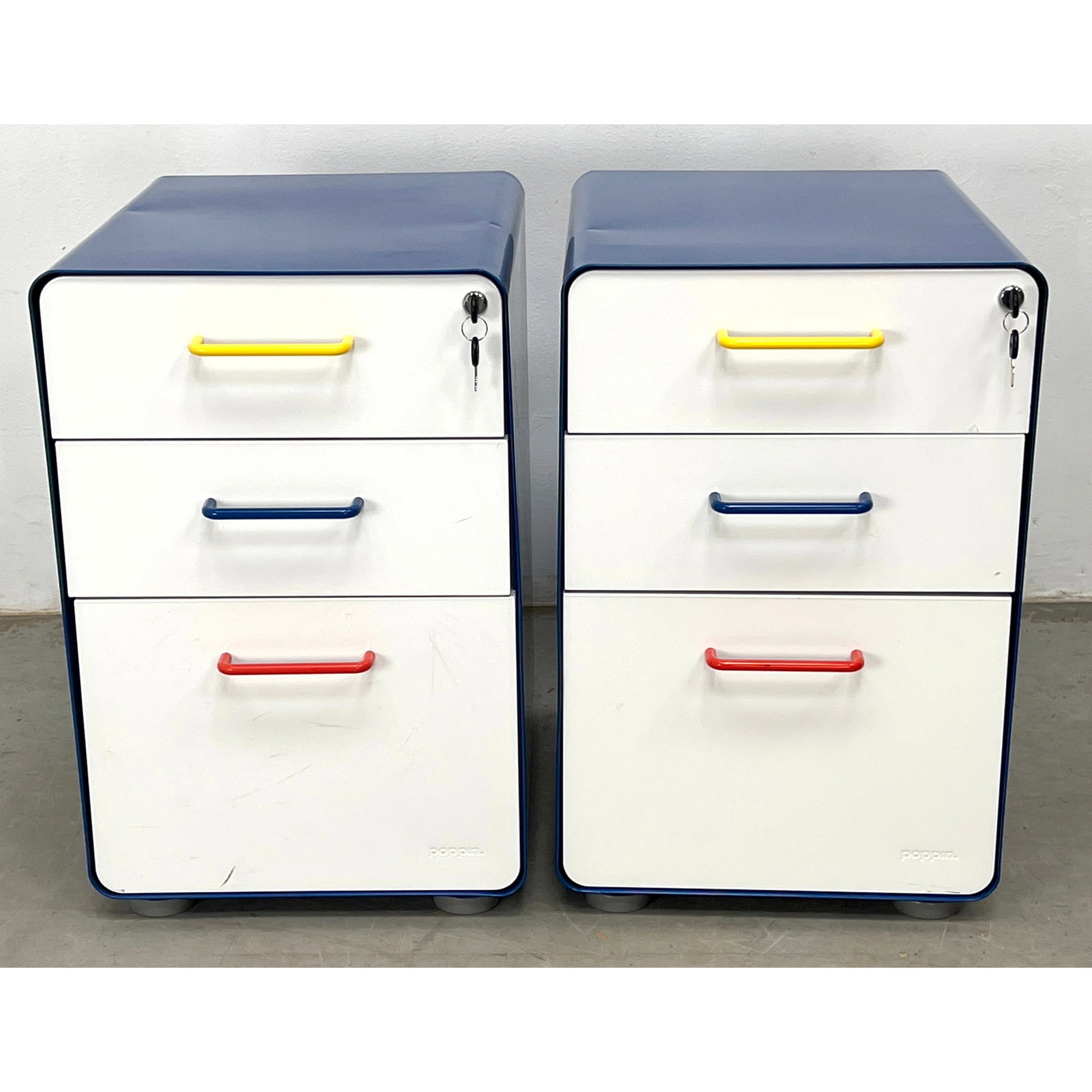 Pair Poppin 3 Drawer Cabinets designed for MoMa design store. Stow file cabinet. Colorful. (1 of 15)
