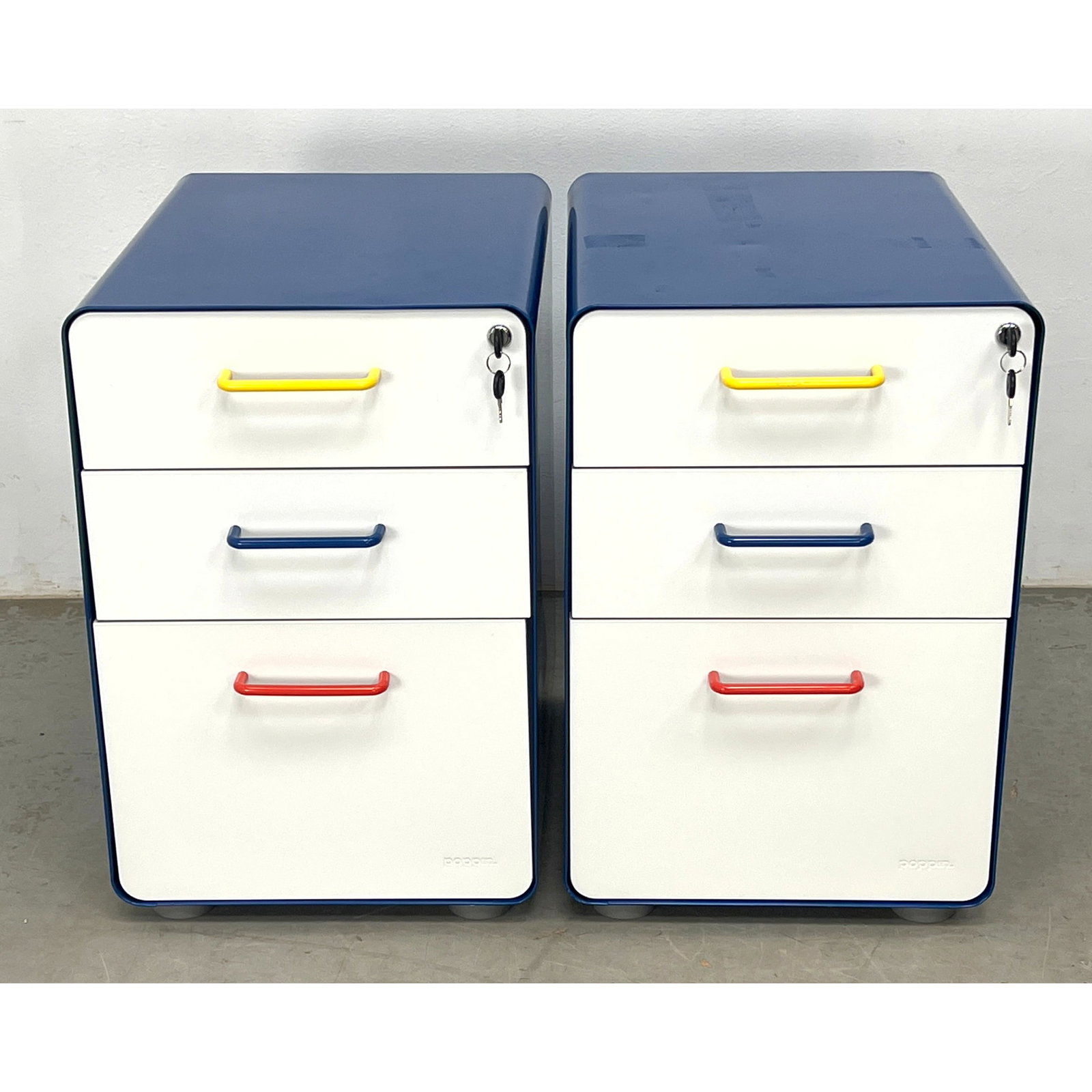 Pair Poppin 3 Drawer Cabinets designed for MoMa design store. Stow file cabinet. Colorful. (1 of 16)