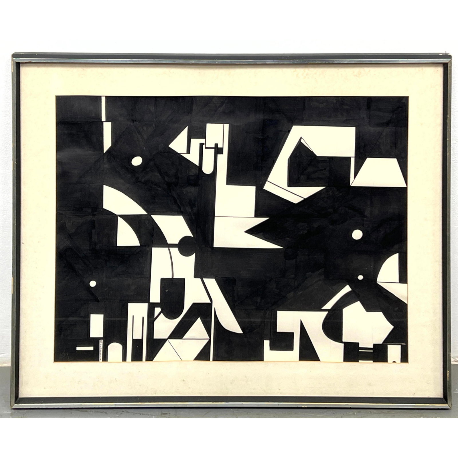 ROBERTA JOSLIN "The Dredge" Painting. Abstract modern.: ROBERTA JOSLIN "The Dredge" Painting. Abstract modern. Dimensions: Frame Height: 29 inches, Frame Width: 35 inches. - Image Size: Image Height: 22 inches, Image Width: 28.5 inches. ---