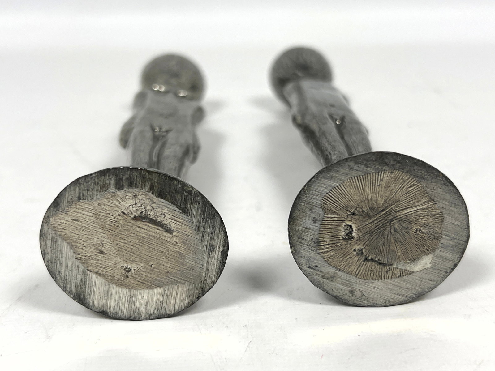 Pair Patrick Meyer Cast Pewter Figural Candlesticks. - 8