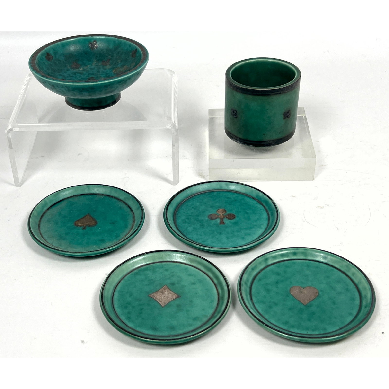 6pcs Argenta line produced by the Gustavsberg factory. Small Cup and Playing Card Dishes. Small foot (1 of 16)