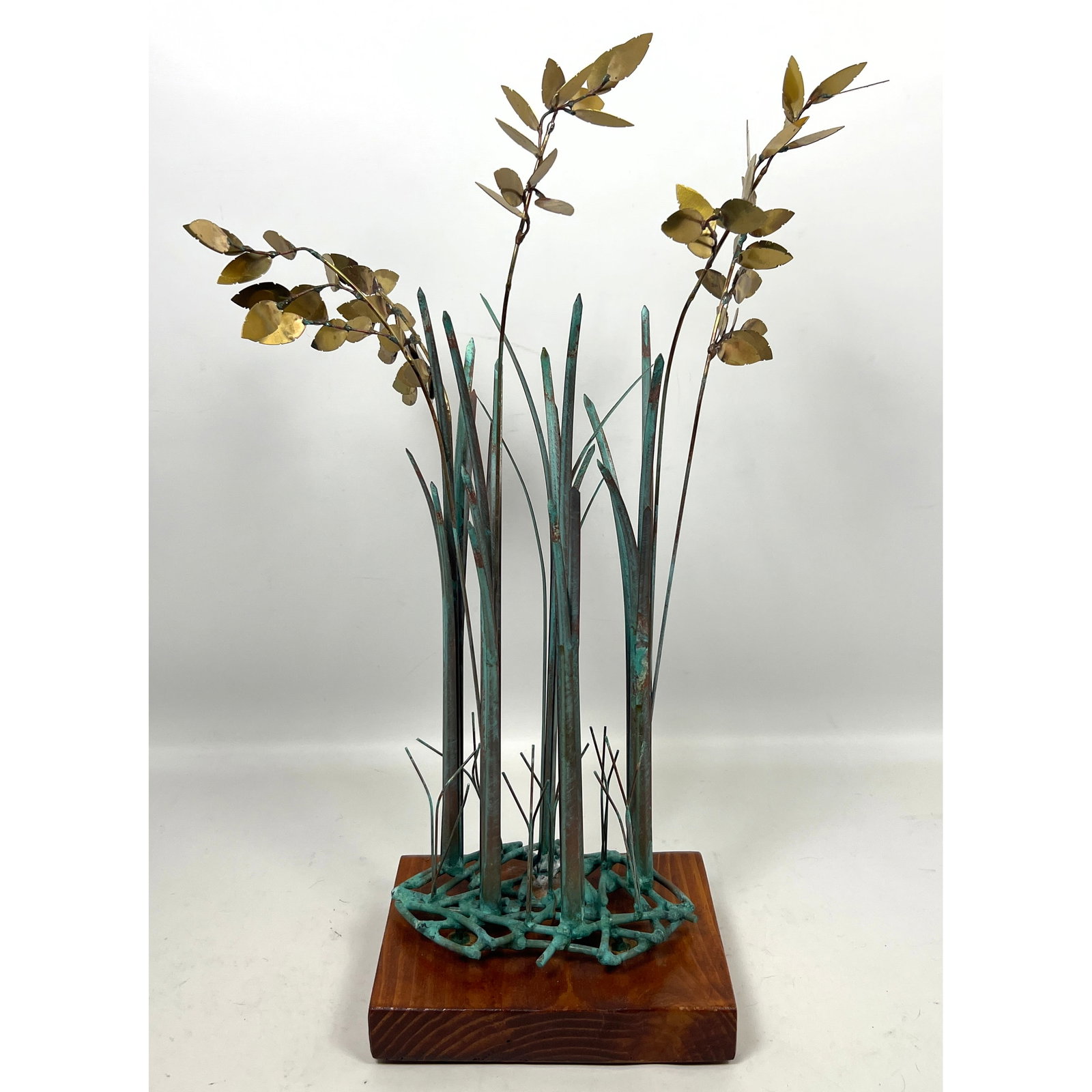 C. Jere Style Floral Sculpture, Brass and Verdigris Brass. Unsigned. (1 of 10)
