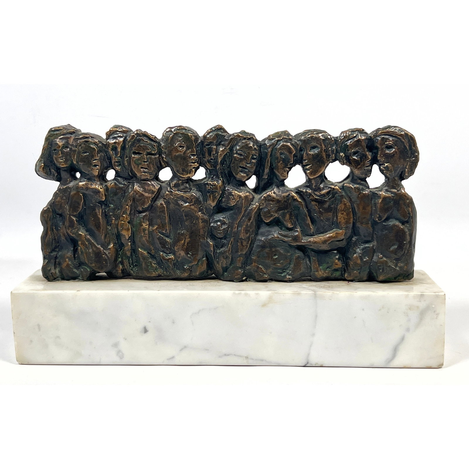 Mid Century Modern Bronze sculpture of Figures on Marble Base. (1 of 10)