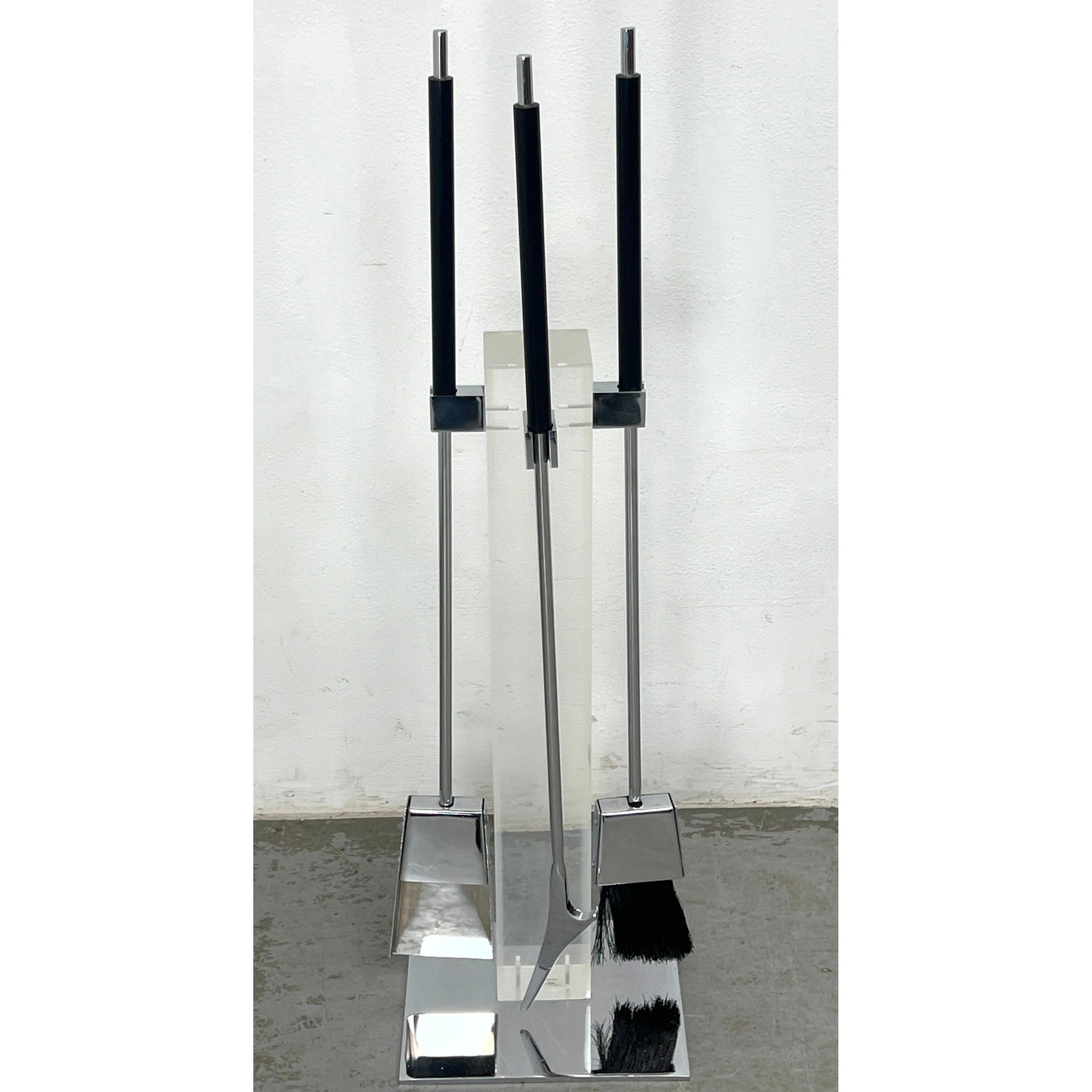 Alessandro Albrizzi Lucite and chrome fireplace tools (1 of 9)
