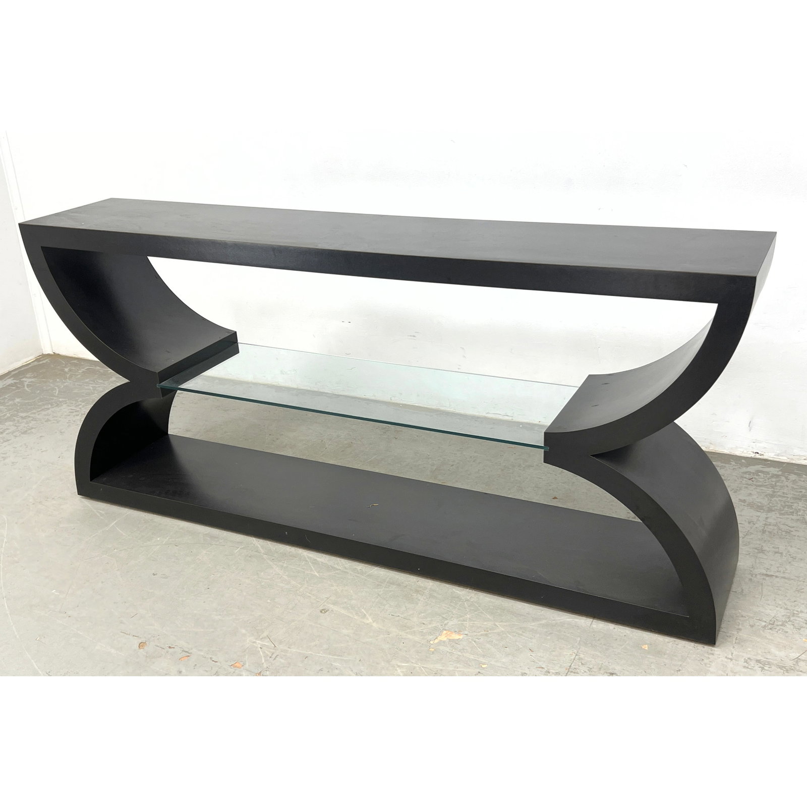 Post Modern Large Console Sofa Table. Glass shelf. (1 of 7)