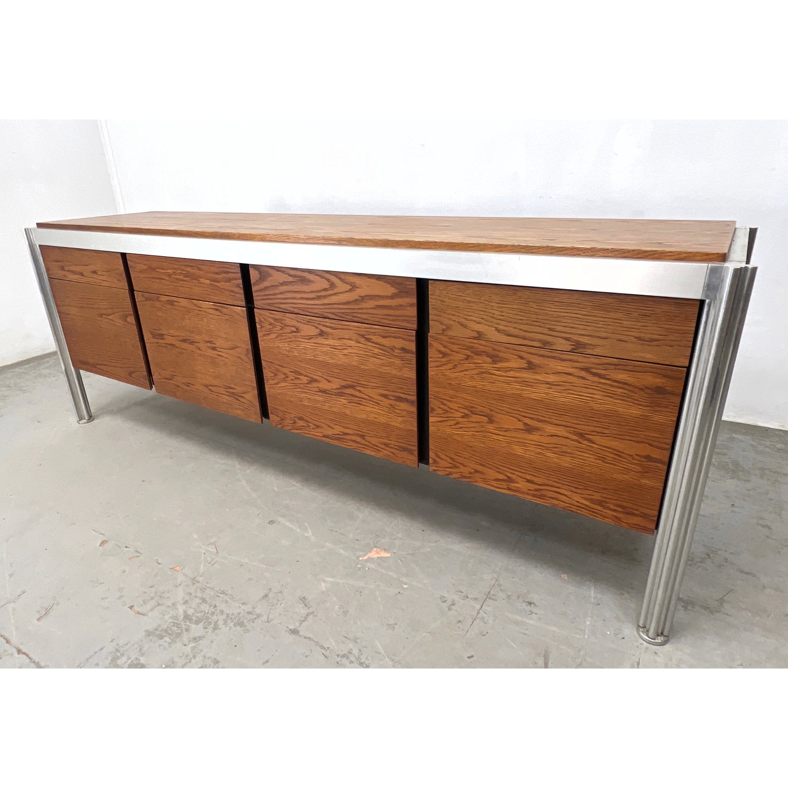 Jens Risom Aluminum and Oak Executive Credenza Sideboard. Heavy construction. (1 of 11)