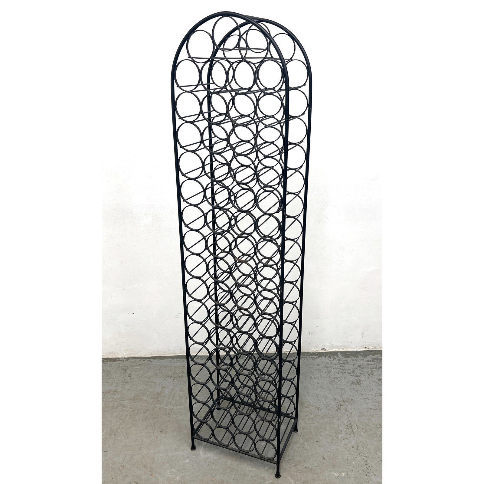 Arthur Umanoff Wine Rack tall, floor-standing wrought iron wine rack attributed to designer Arthur U (1 of 9)