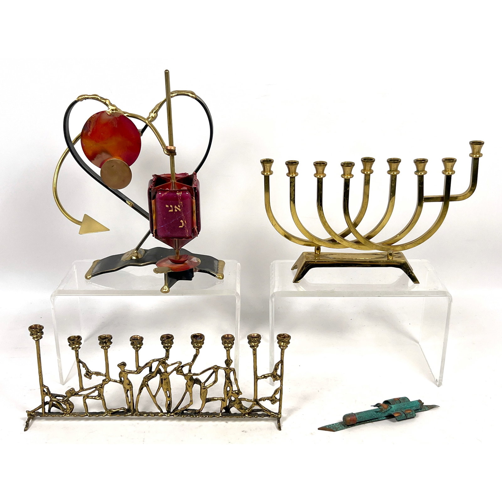 4pc Judaica American Studio Artist Metal. GARY ROSENTHAL Mixed Metal Wedding Dreidel Sculpture with (1 of 16)