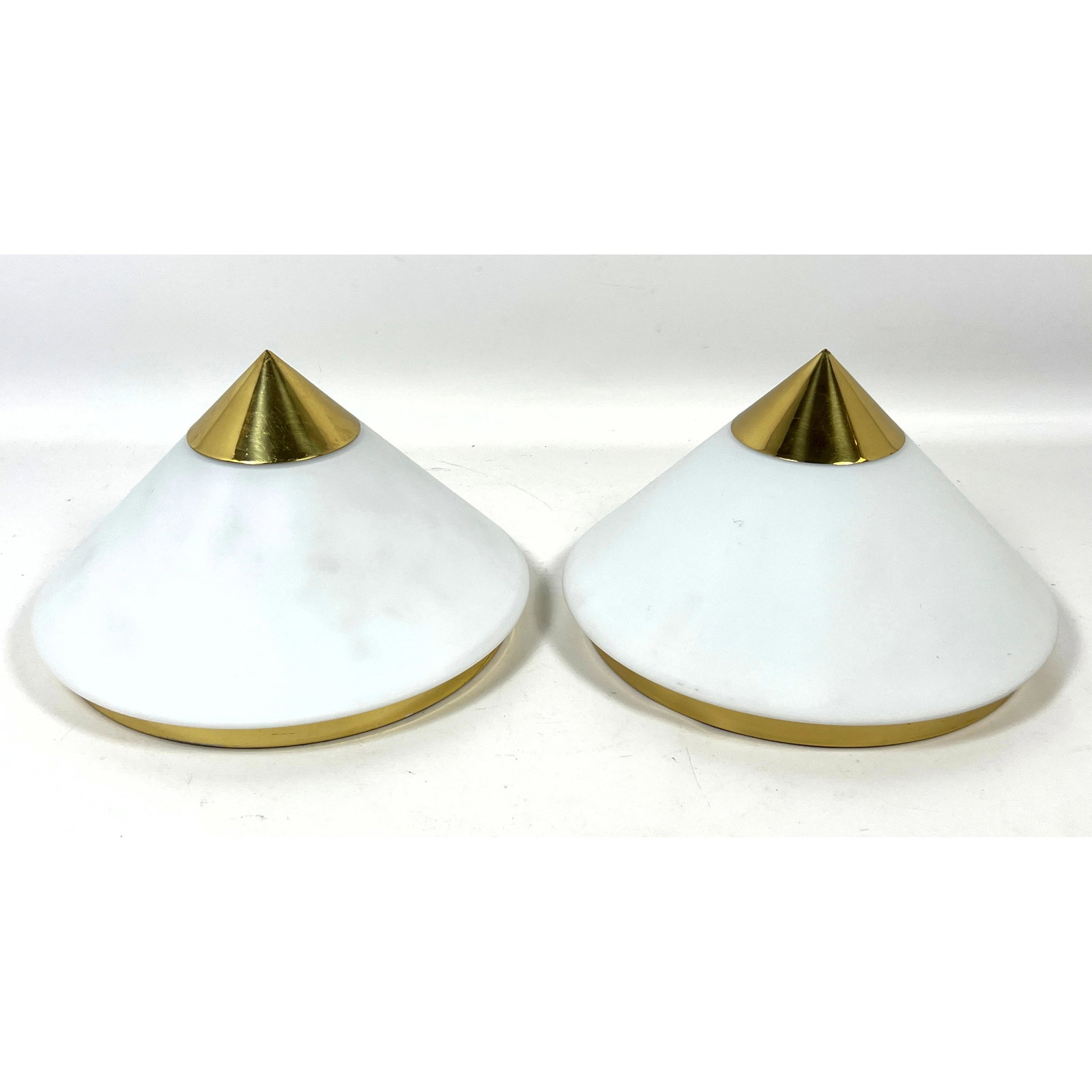 Pr GLASHUTTE LIMBURG Cone Shade Ceiling Lights. Flush Mount Lighting has Milk Glass Cone form Shades (1 of 11)