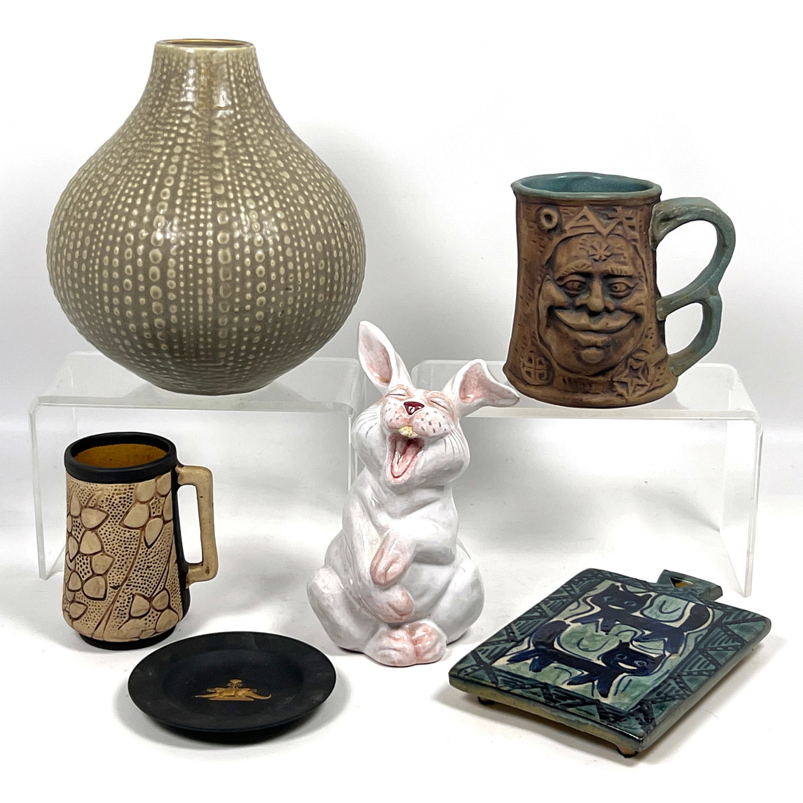 6pcs Art Pottery. Jonathan Adler stoneware vase in the Urchin pattern features a globular body with (1 of 20)