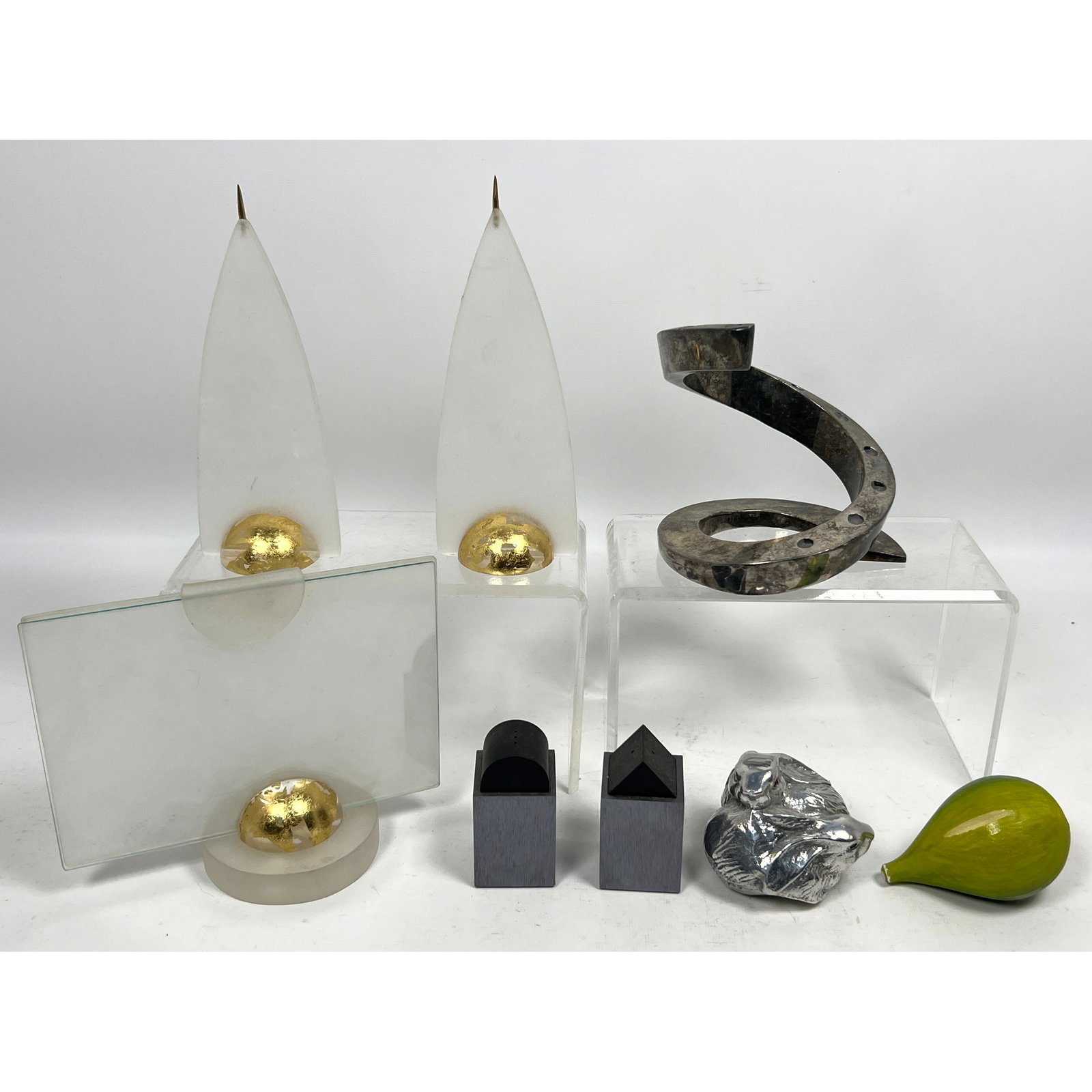 Mid Century Modern Lot. Dansk Swirl Candle Stick, Elika Salt and Pepper David Tisdale 1988, Acrylic (1 of 19)
