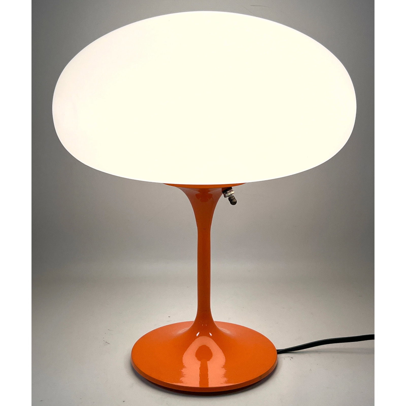 DESIGNLINE Orange Enameled Base Glass Mushroom Shade Table Lamp. Paper Label. StemLite. Contemporary (1 of 11)