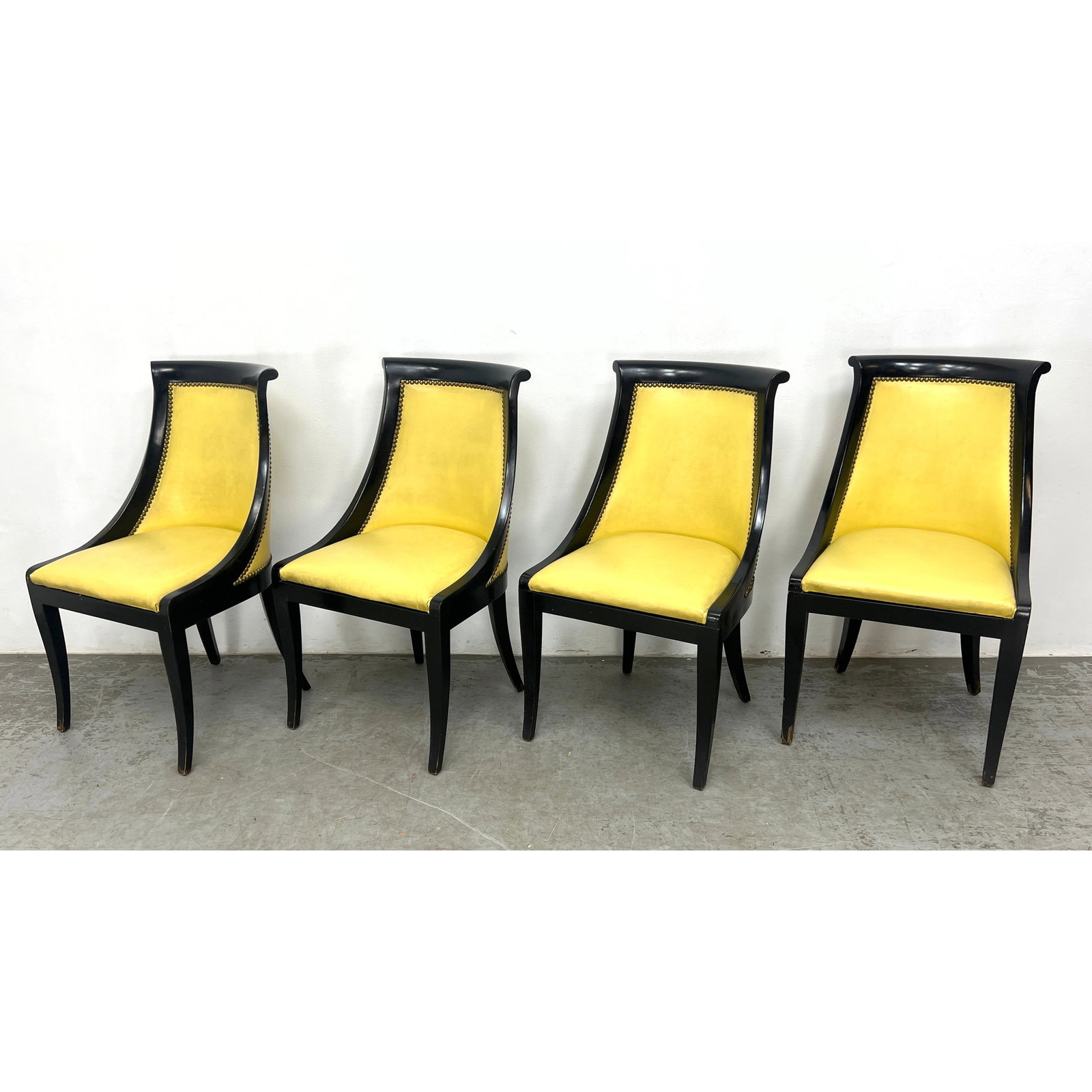 Set 4 Neoclassical or Empire style Dining Chairs.: Set 4 Neoclassical or Empire style Dining Chairs. Dimensions: Height: 33.5 inches, Width: 19 inches, Depth: 21 inches. - Seat Height: 17 inches ---