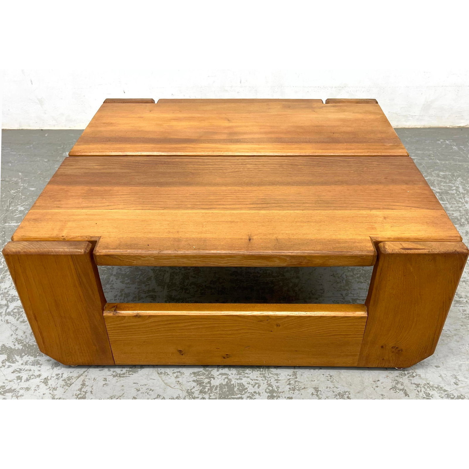 Maison Regain Solid Elm Coffee Table, France 1970's (1 of 9)