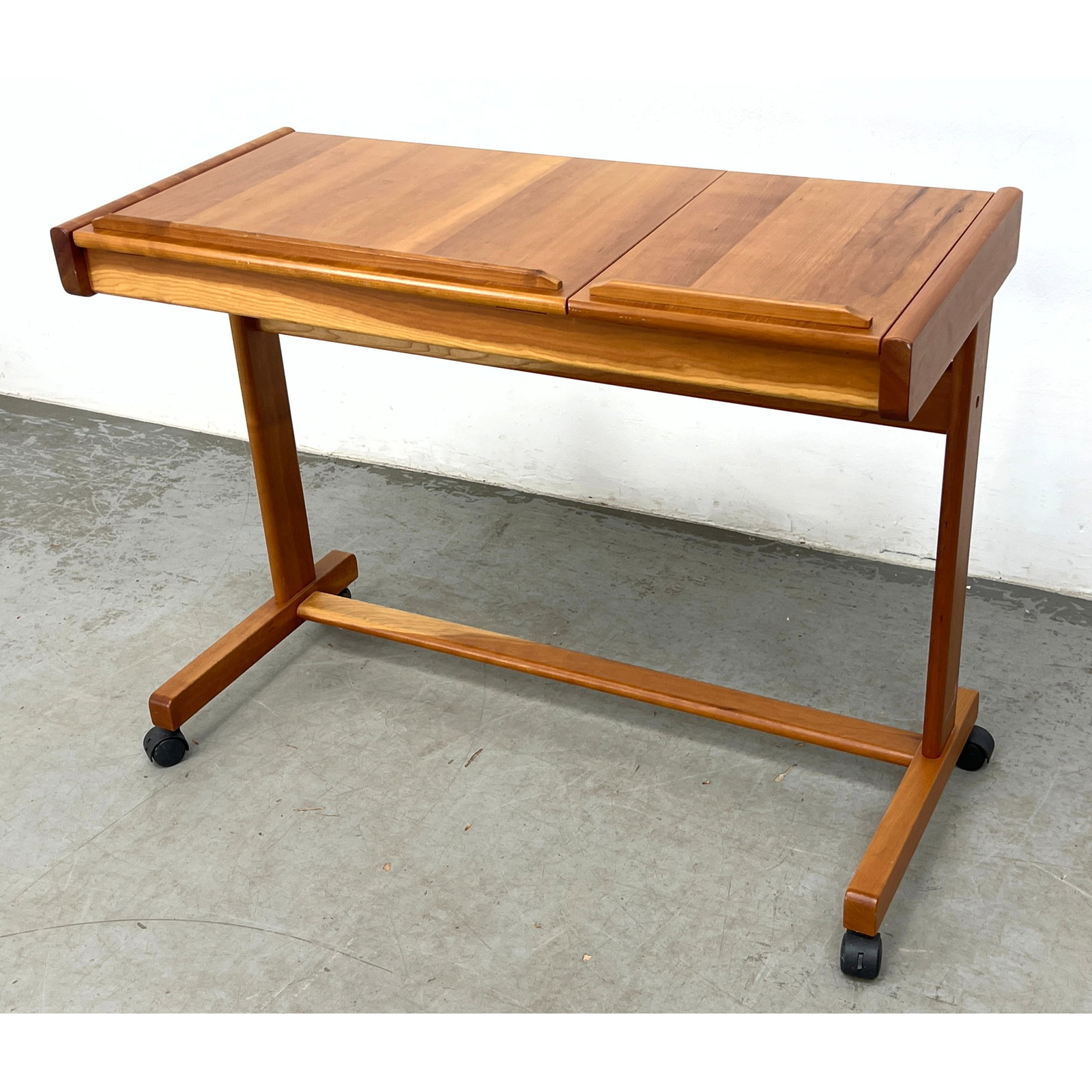 Mid Century Modern Teak Sofa Writing Desk. Angled top. On casters. (1 of 9)