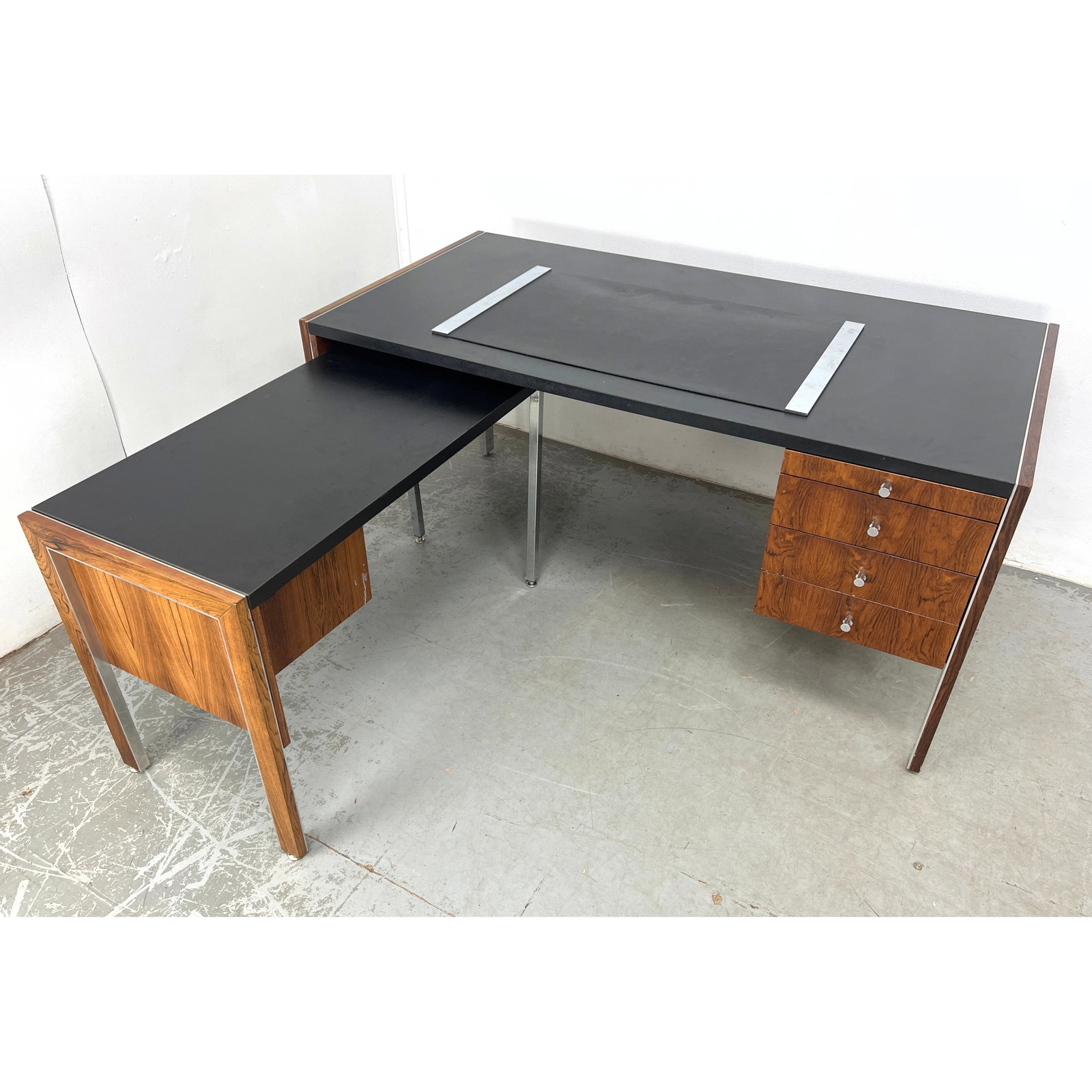 Biltrite Furniture Mid Century Modern Rosewood Executive Desk.: Biltrite Furniture Mid Century Modern Rosewood Executive Desk. Dimensions: Height: 29.25 inches, Width: 62 inches, Depth: 32 inches. ---