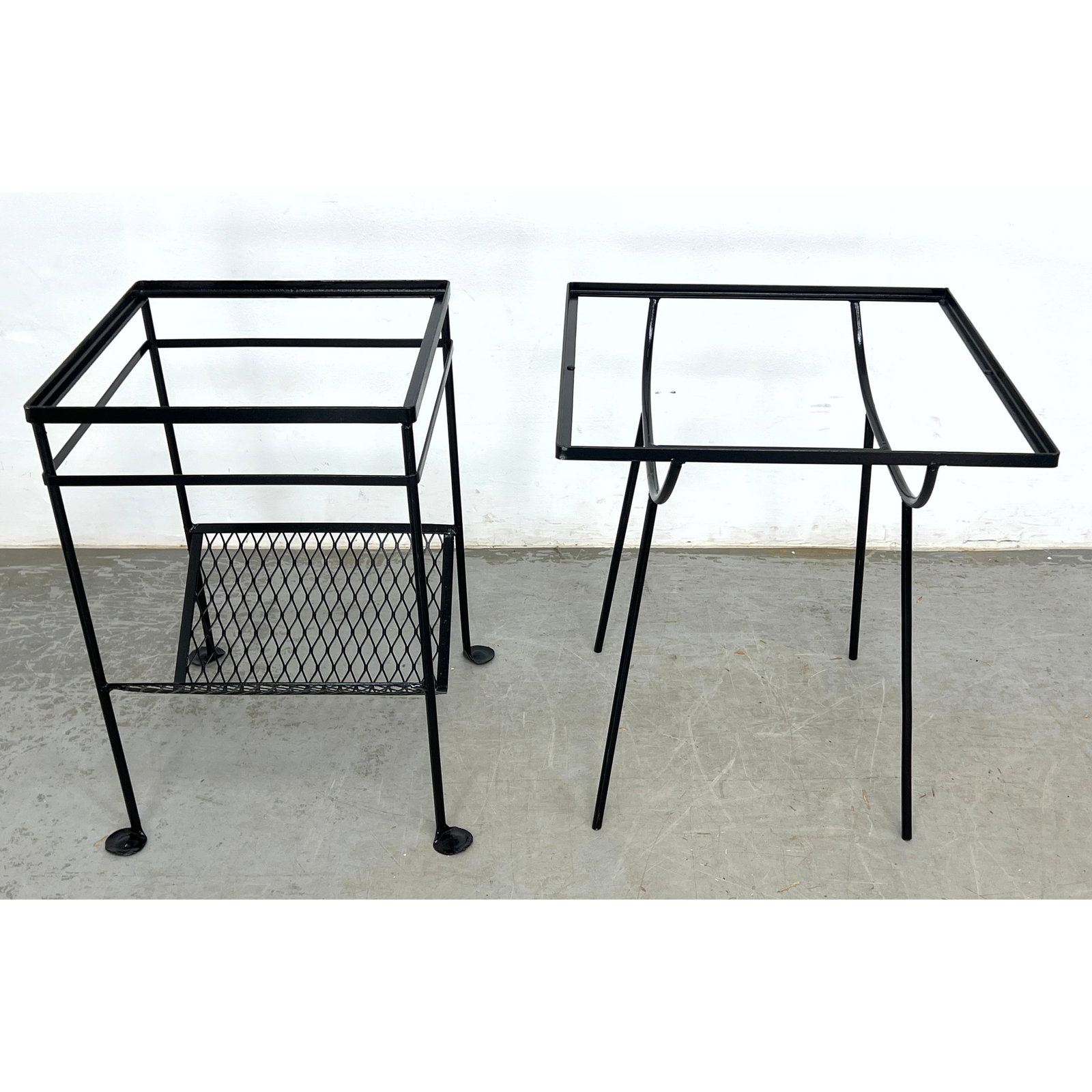 2pcs Iron Tables with No Glass. GEORGE NELSON Iron base, and Tempestini base. (1 of 8)
