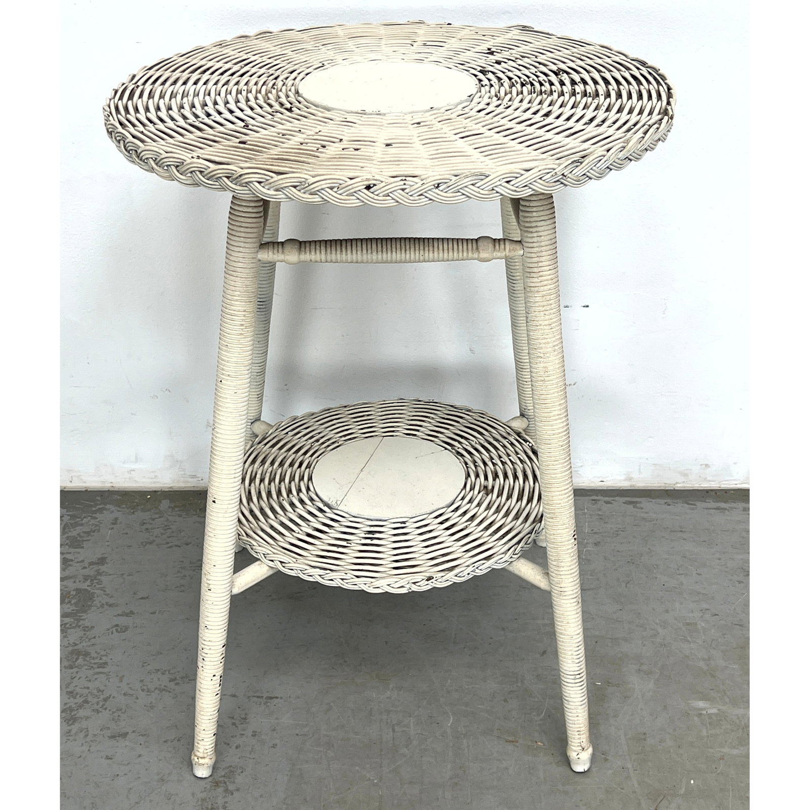 Vintage Woven wicker Plant Stand Table. 2 Tier. (1 of 8)