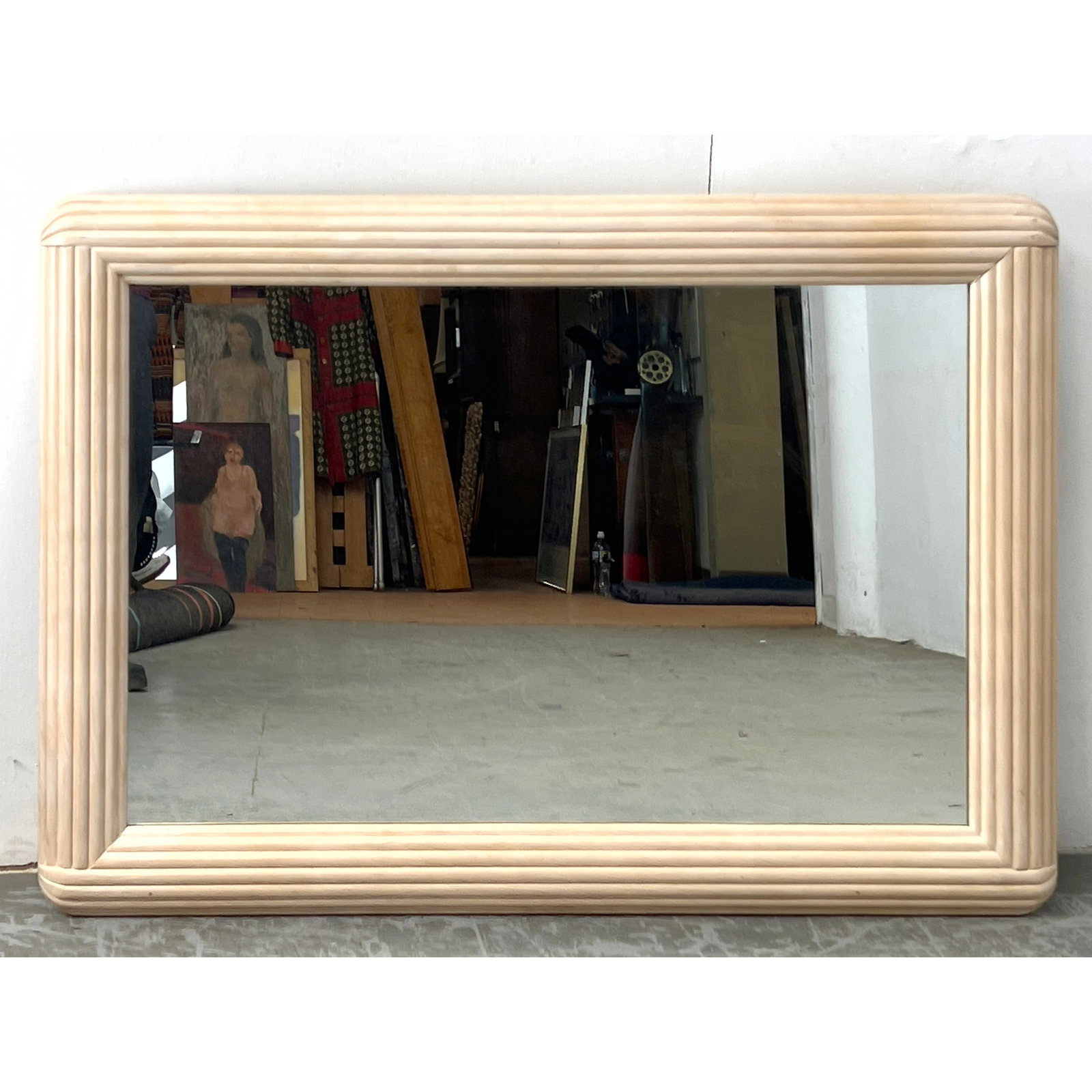 Split Reed White washed Wall Mirror.: Split Reed White washed Wall Mirror. Dimensions: Height: 29.75 inches, Width: 42 inches. ---
