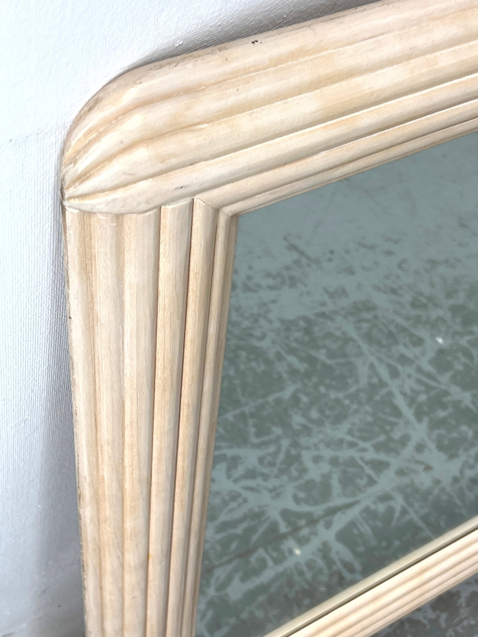Split Reed White washed Wall Mirror. - 6