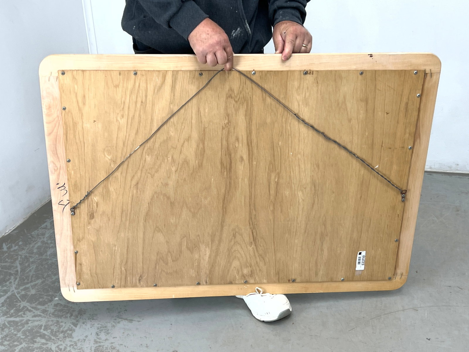 Split Reed White washed Wall Mirror. - 8