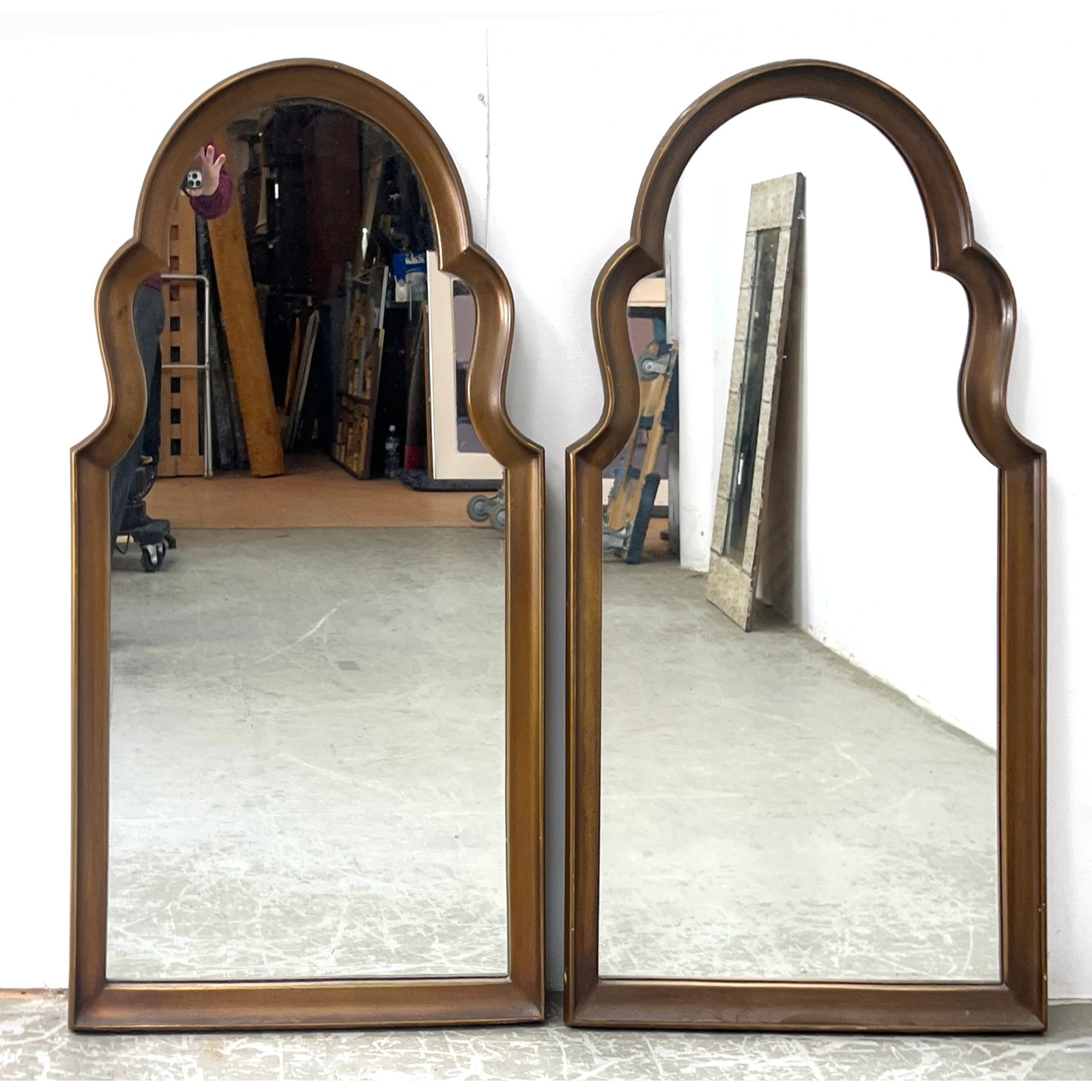 Pair Moroccan-inspired lobed arch top wall mirrors. (1 of 9)