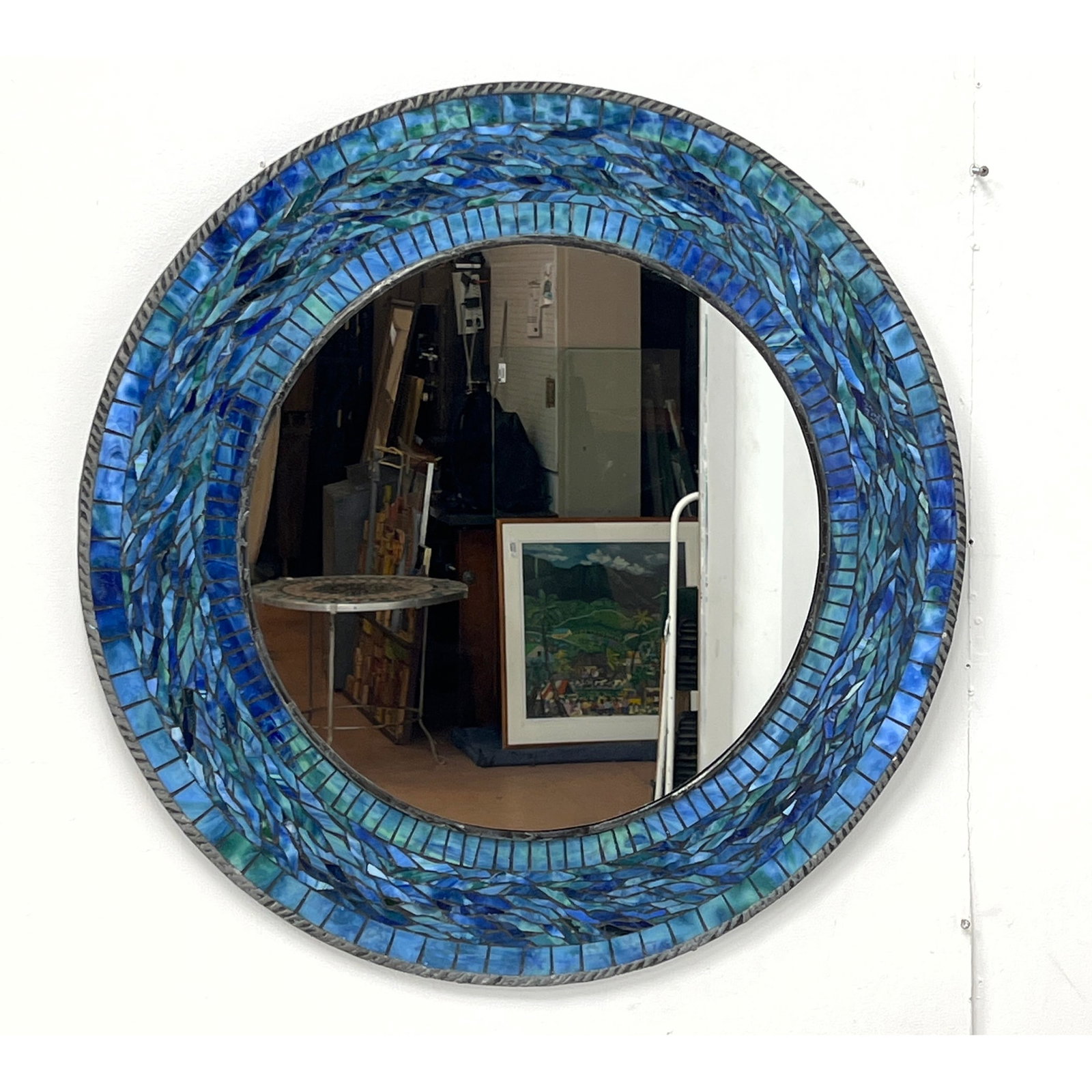 Michael Solomon Studio Art Glass Wall Mirror. Glass Mosaic.: Michael Solomon Studio Art Glass Wall Mirror. Glass Mosaic. Dimensions: Height: 30 inches, Width: 30 inches. ---