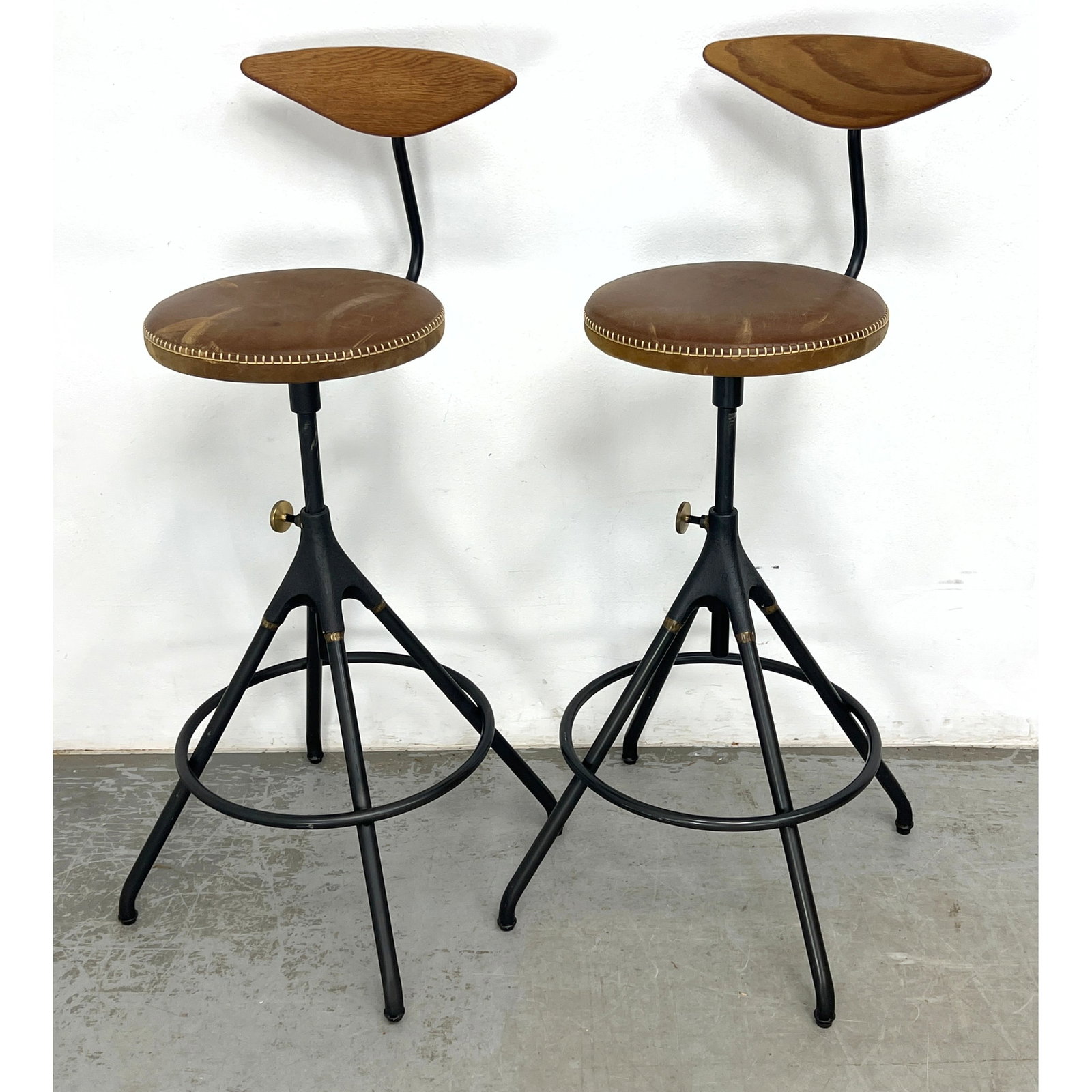 Pair District Eight Akron model adjustable bar stool (1 of 8)