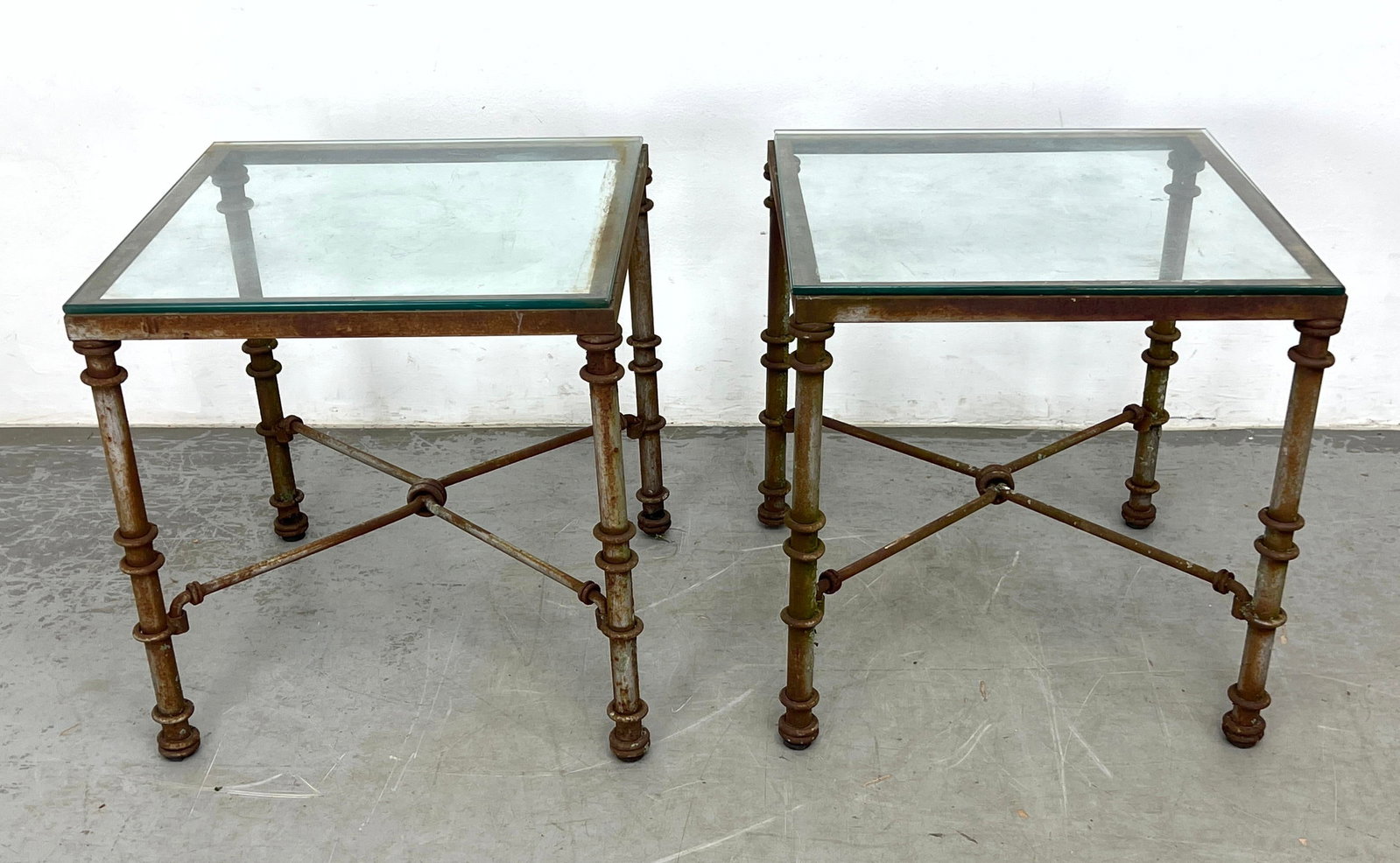 Pair Iron and Glass Side Tables. (1 of 10)