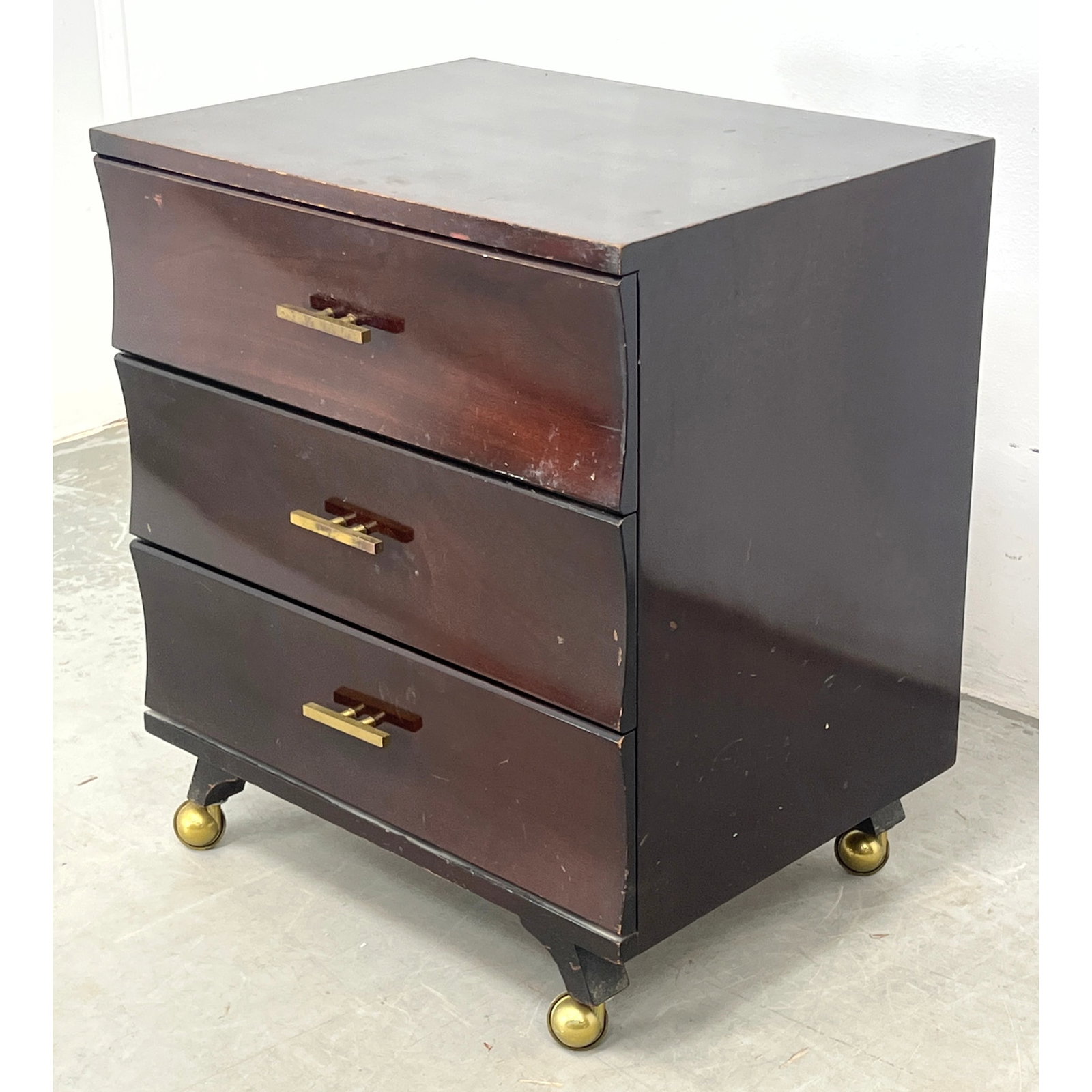 Mid Century Modern 3 Drawer Chest side Cabinet on casters. (1 of 10)