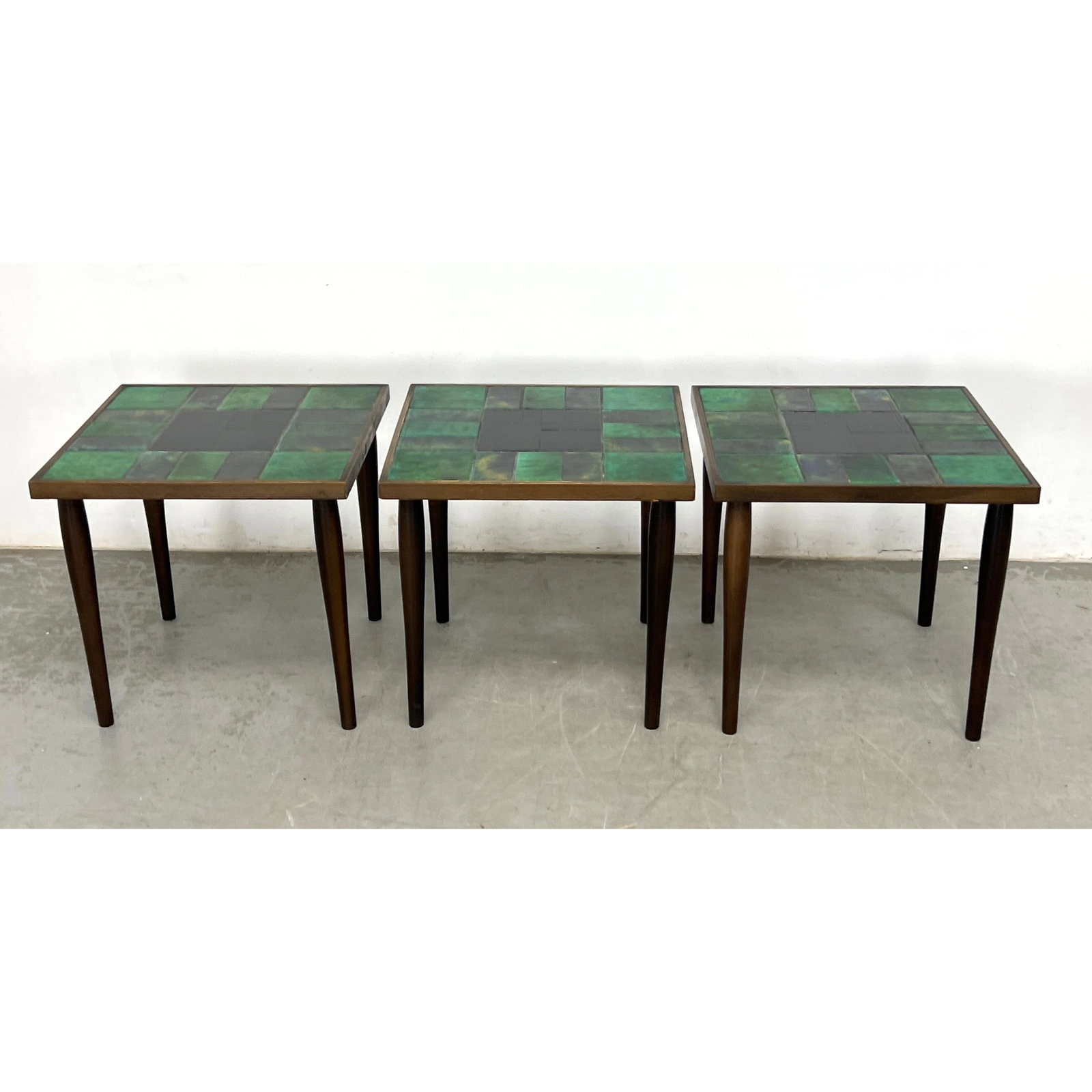 3pc Set Mid Century Modern Tile Top Square Tables. (1 of 14)