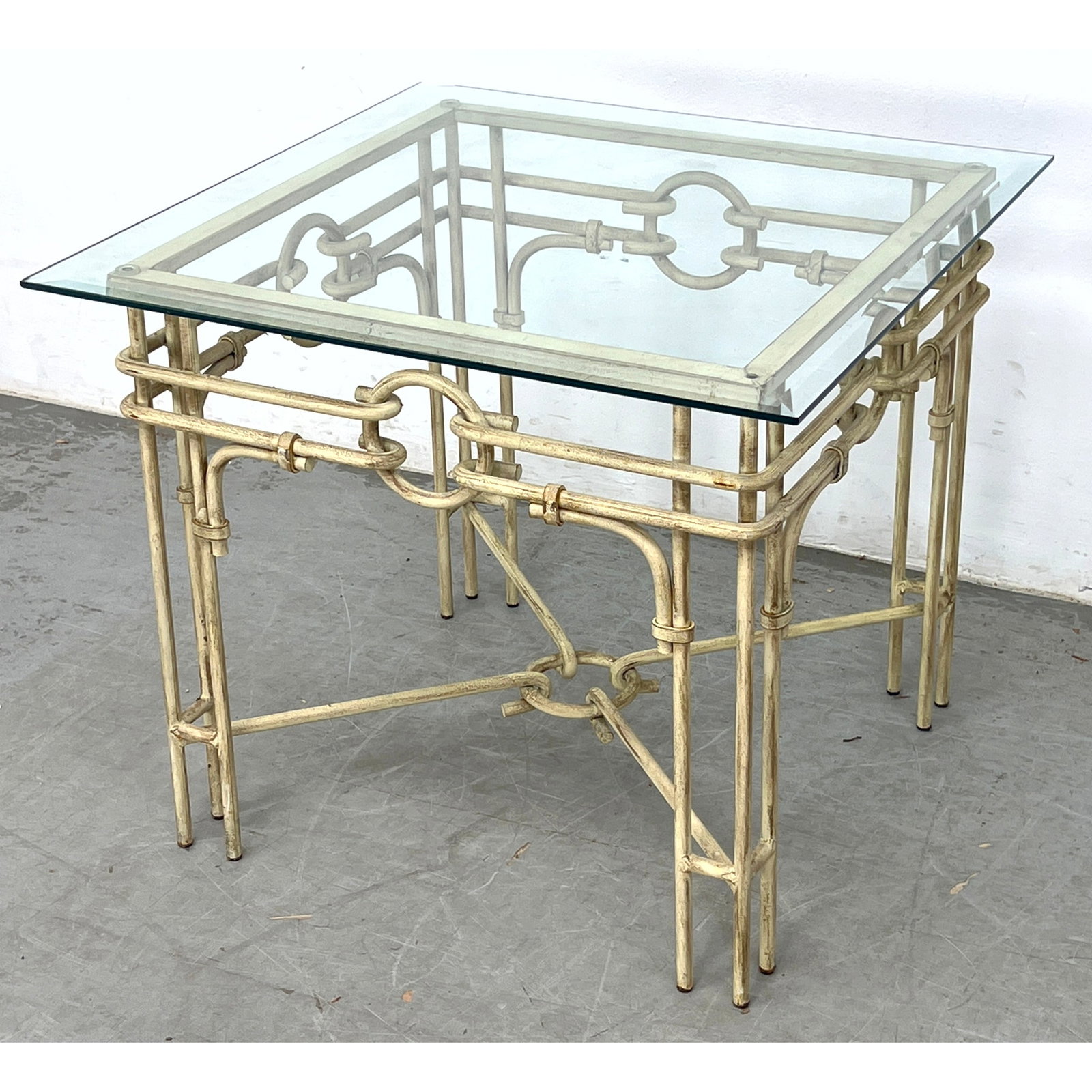 Decorative Iron and Glass Side Occasional Table. (1 of 10)