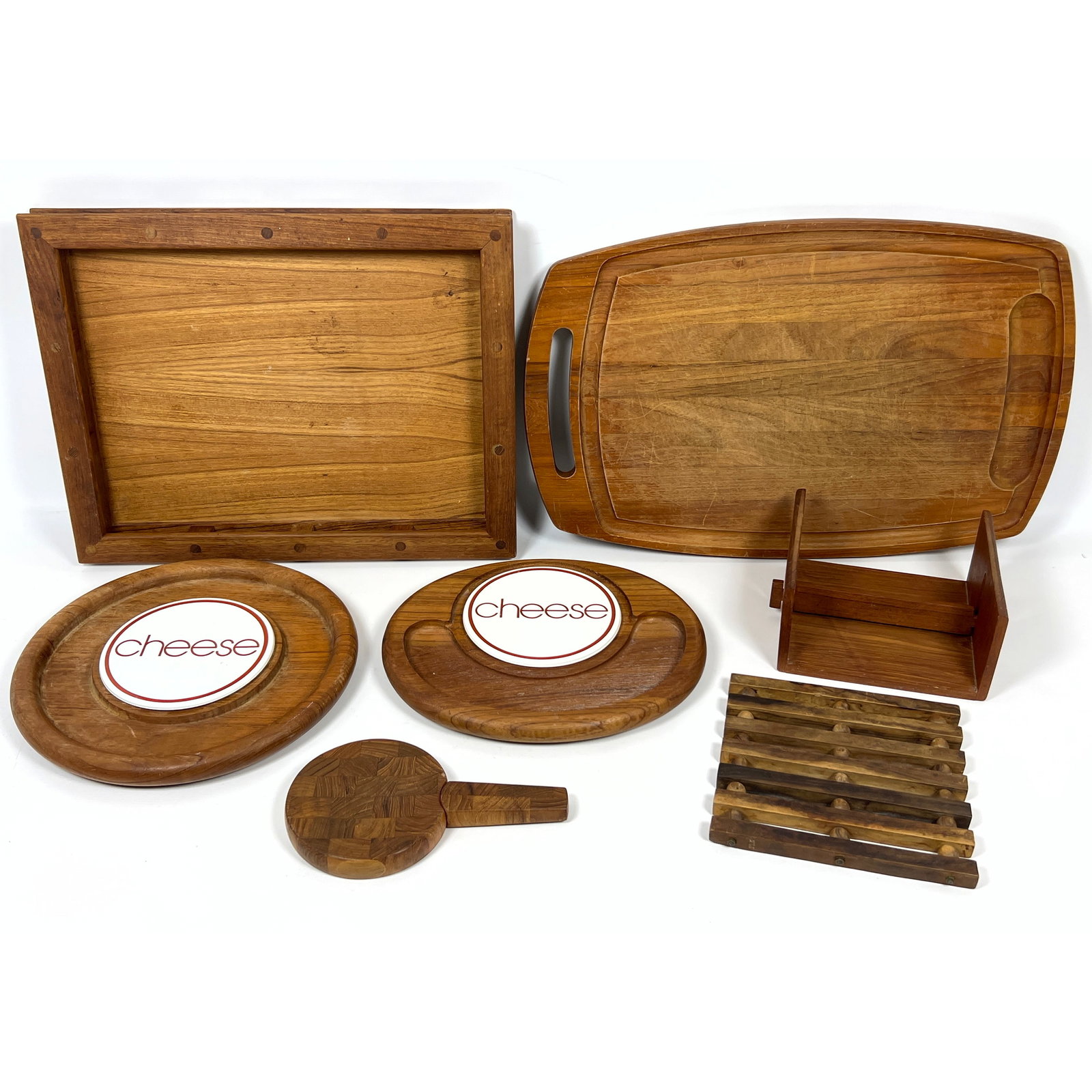 Vintage Danish Modern Teak Accessories, Cheese Boards, Serving Platers, Trivet, Napkin Holder, Dansk (1 of 19)