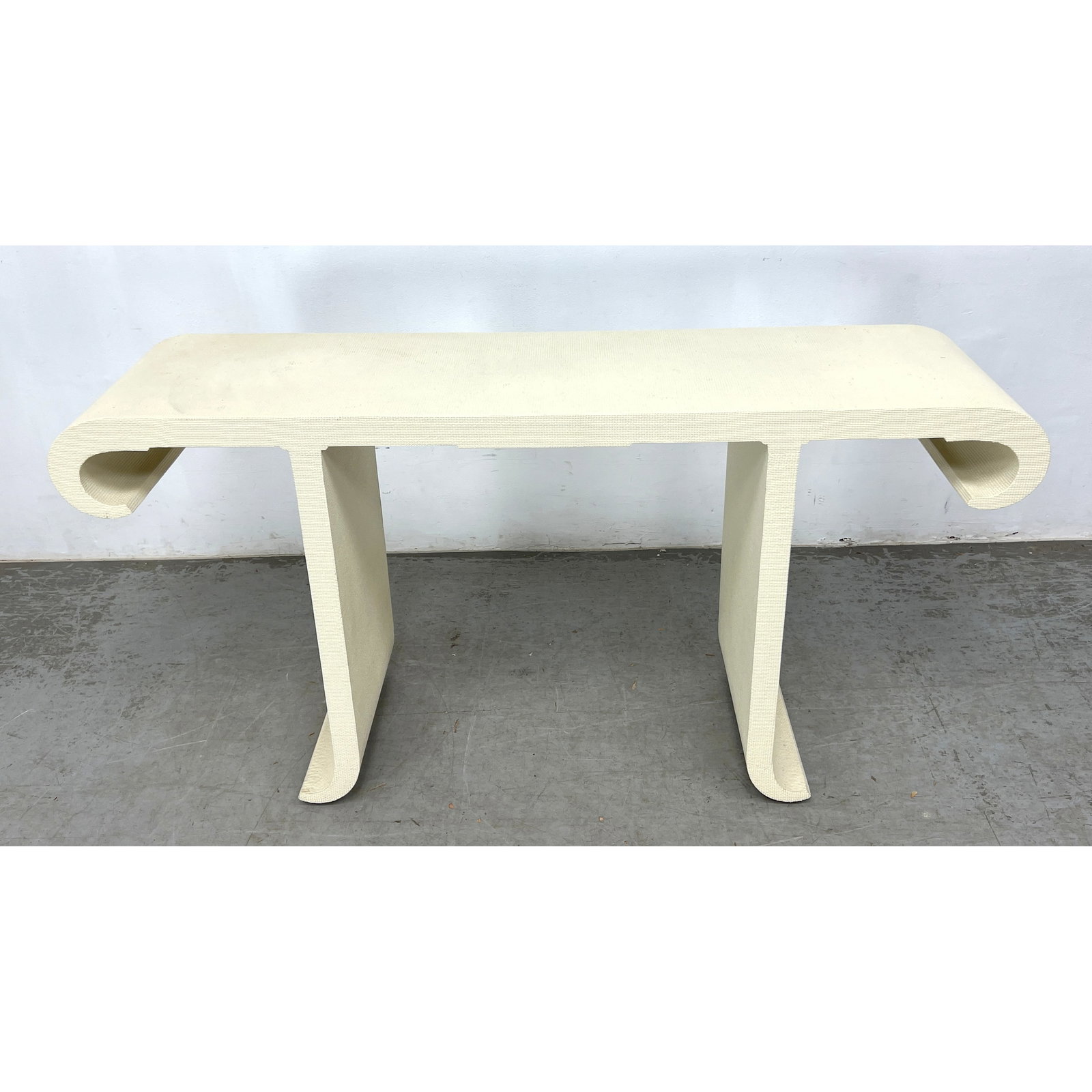 Oriental Asian Style Rolled End Console Table. Woven textured finish. (1 of 9)